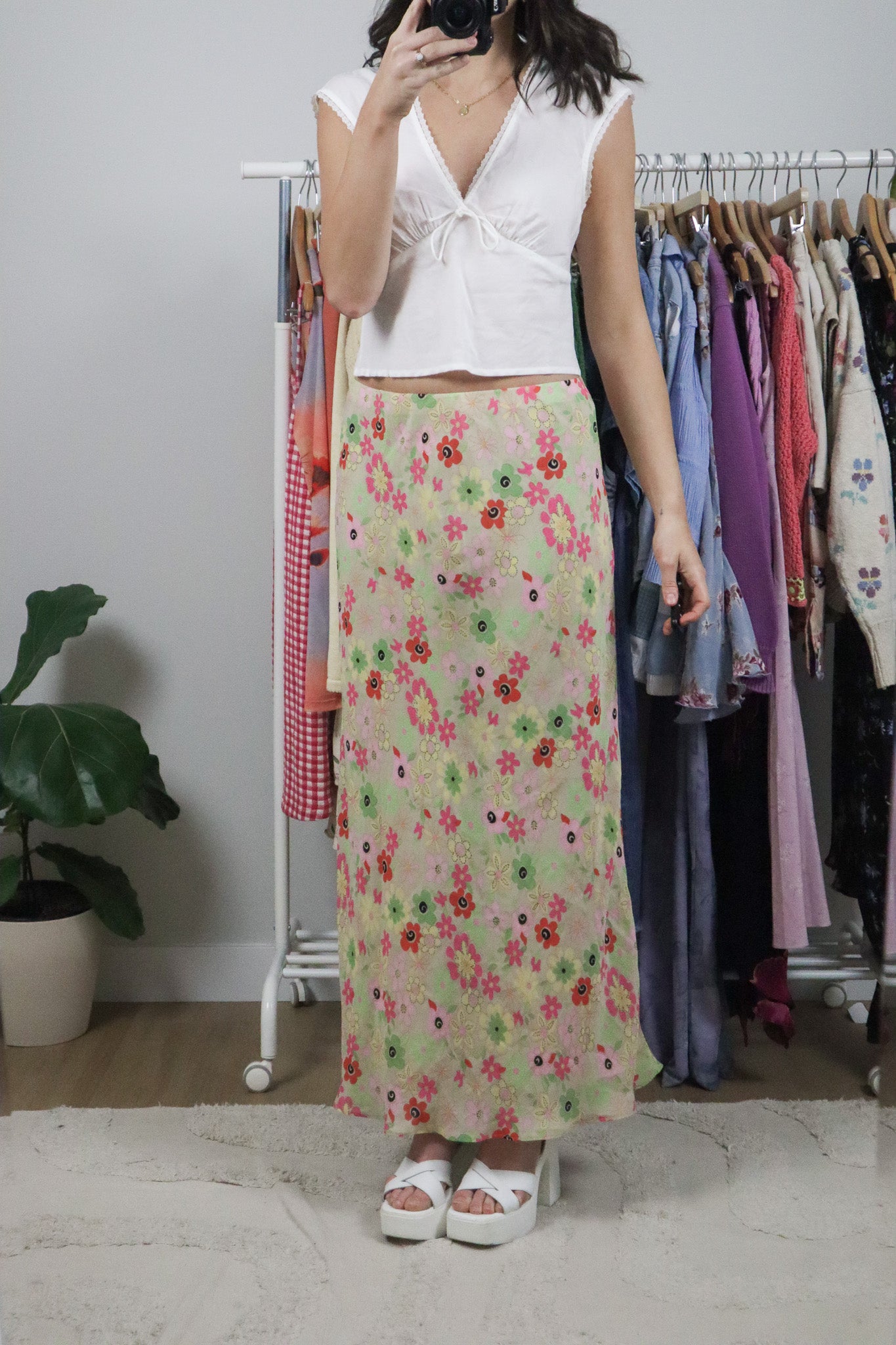 Made in Canada x Vintage x Flower Maxi Skirt (10/12)