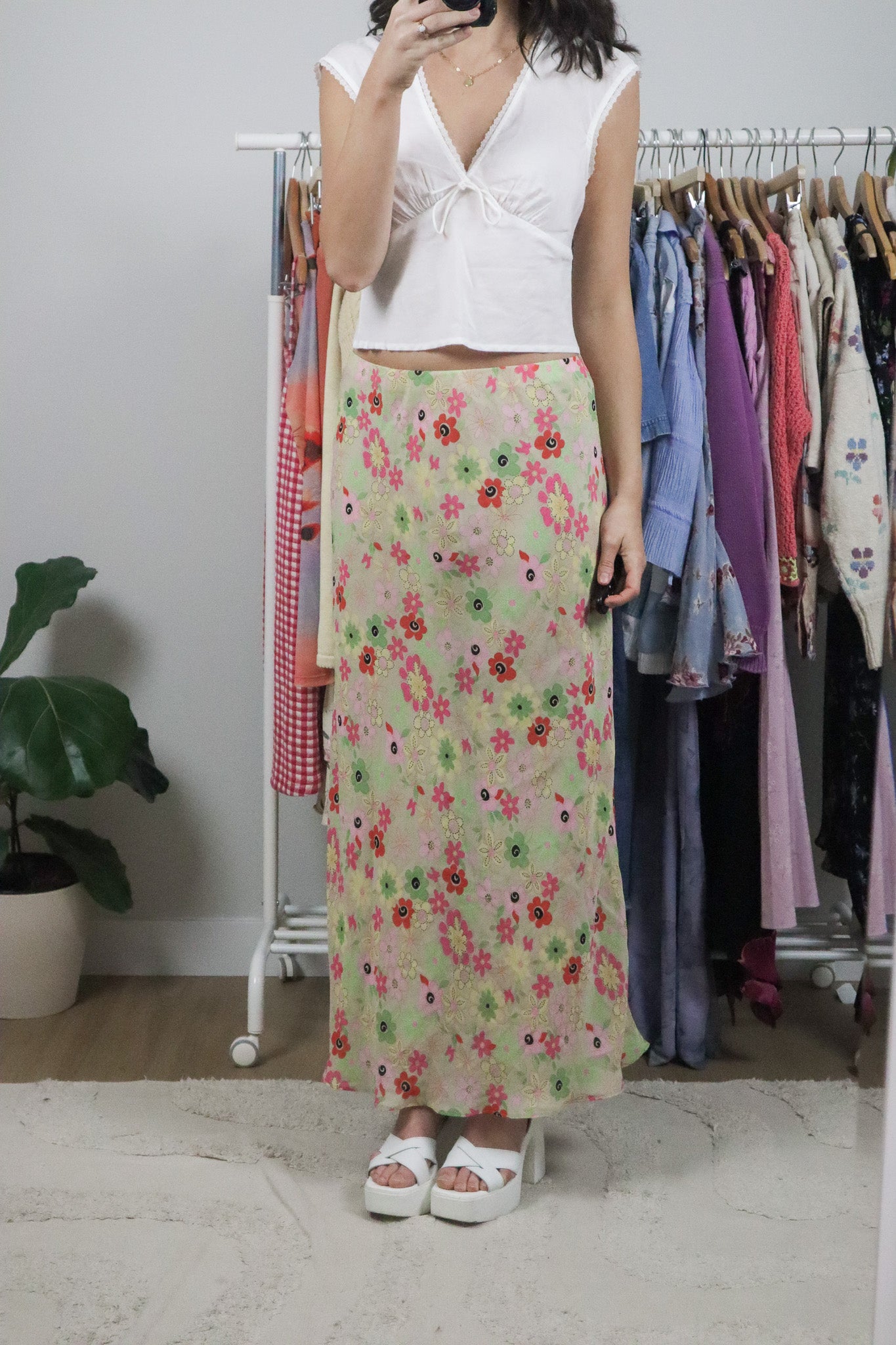Made in Canada x Vintage x Flower Maxi Skirt (10/12)