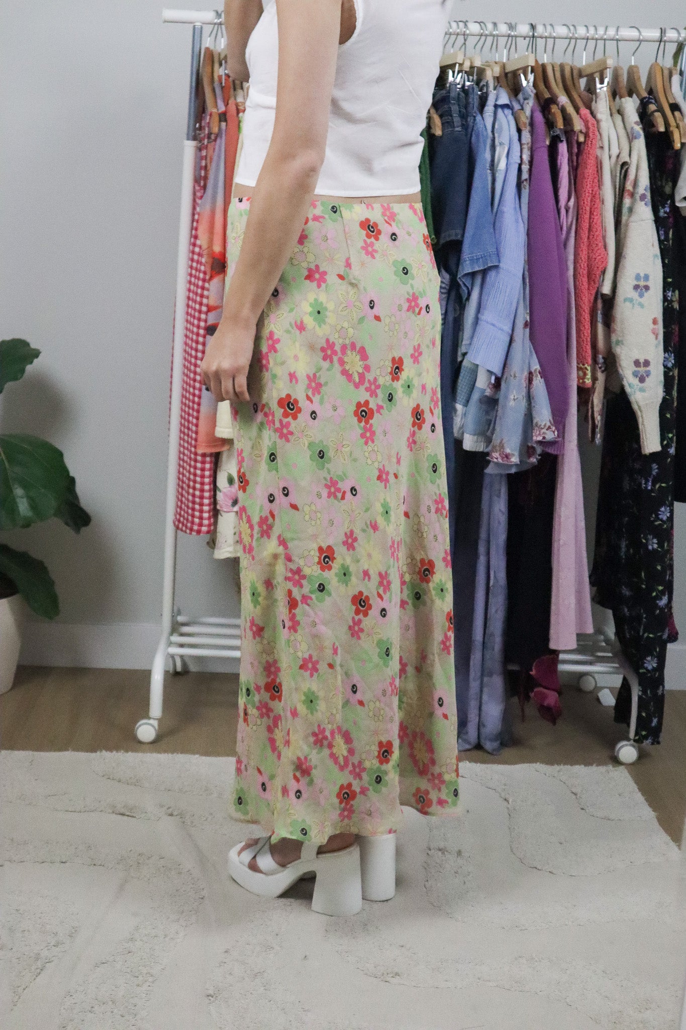 Made in Canada x Vintage x Flower Maxi Skirt (10/12)