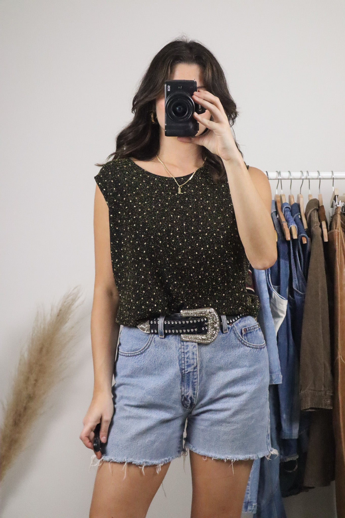 Made in Canada x Vintage x Polka Dot Glitter Tank (L)