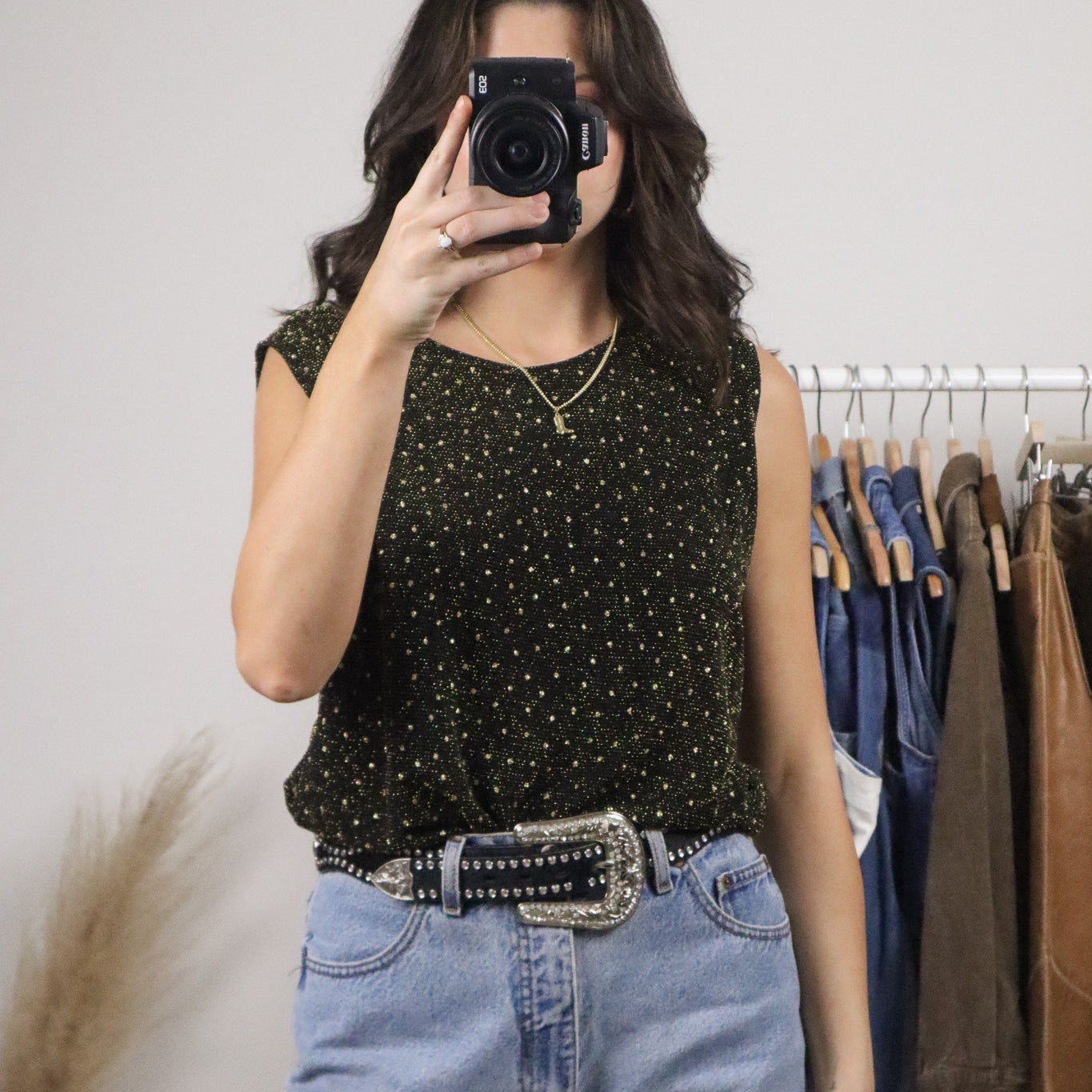 Made in Canada x Vintage x Polka Dot Glitter Tank (L)