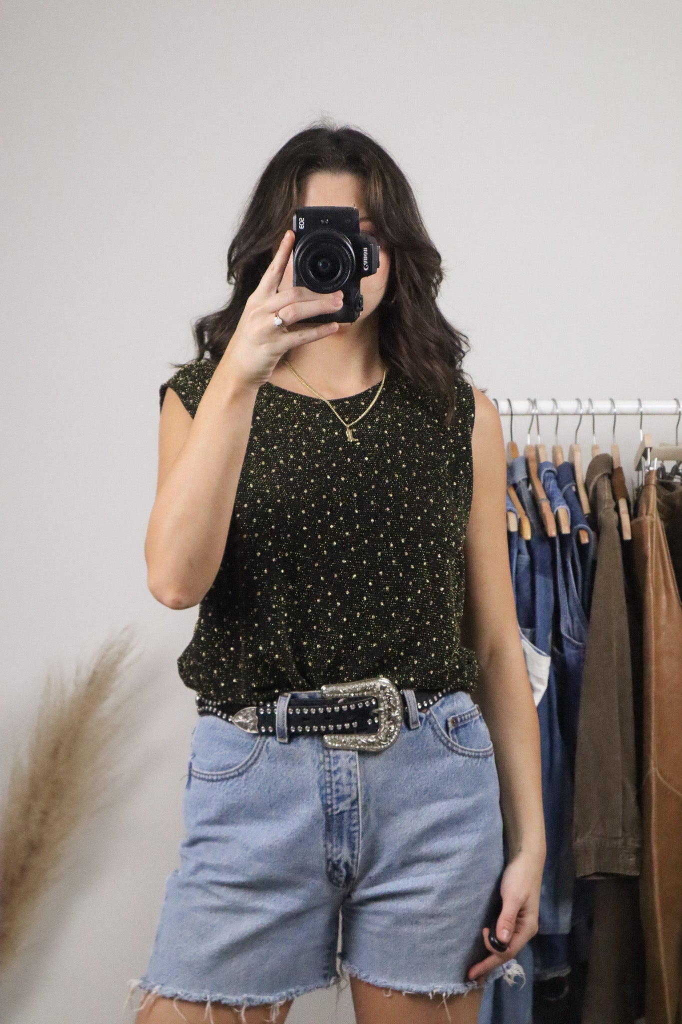 Made in Canada x Vintage x Polka Dot Glitter Tank (L)