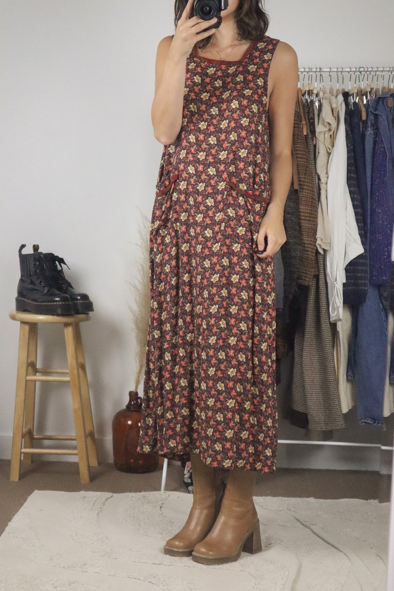 Vintage x Floral Maxi Dress (S/M)