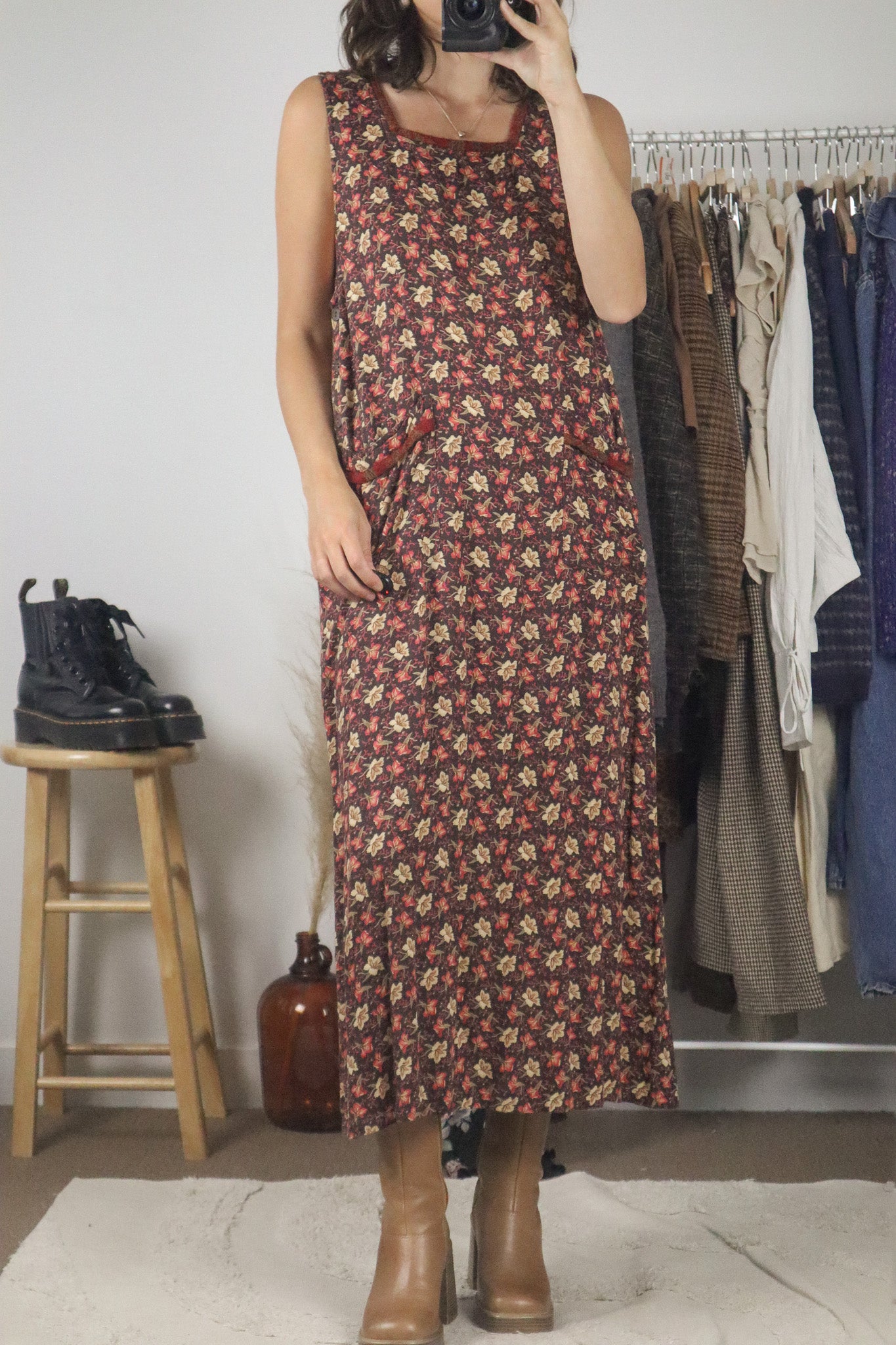 Vintage x Floral Maxi Dress (S/M)