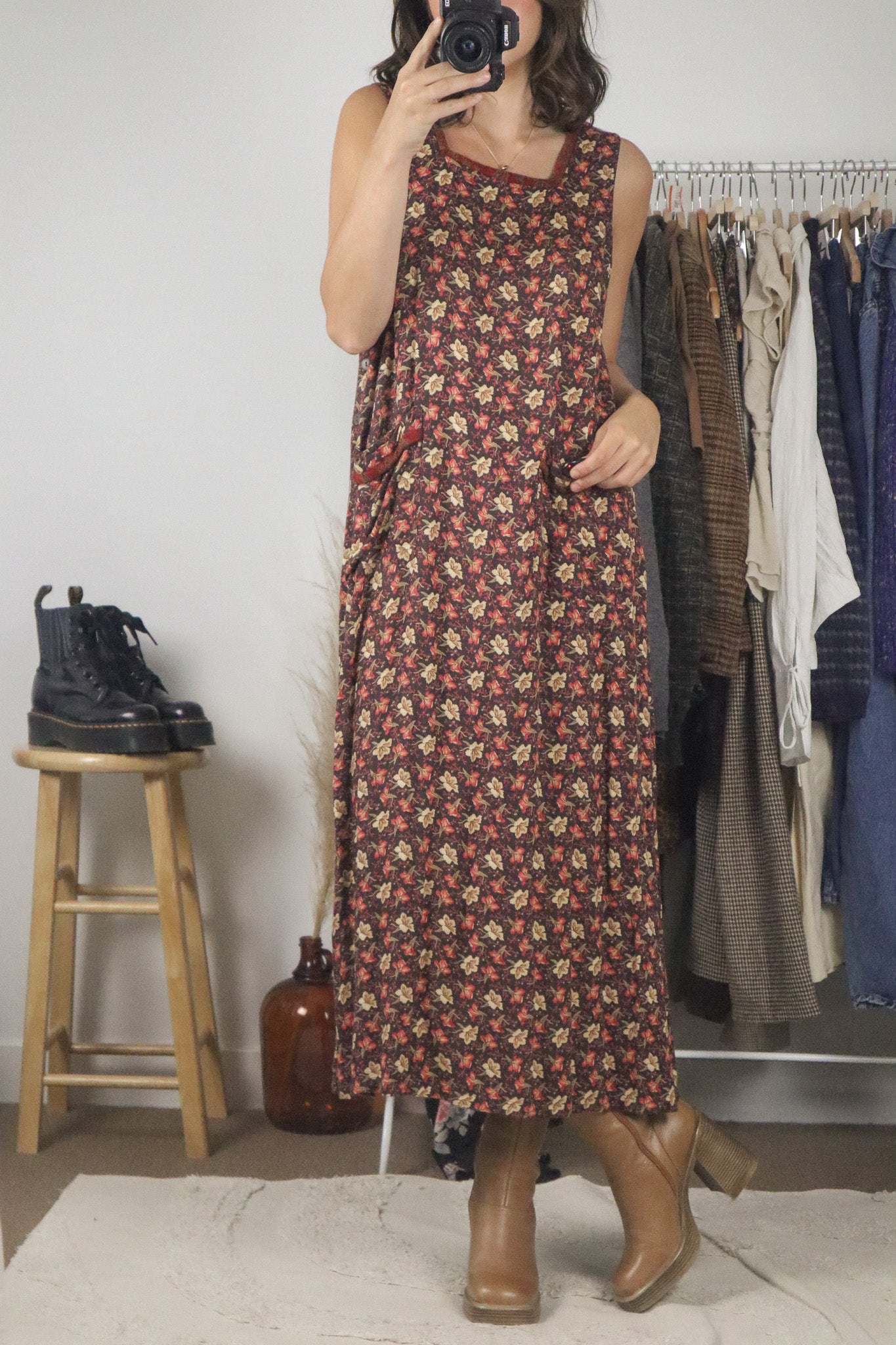 Vintage x Floral Maxi Dress (S/M)
