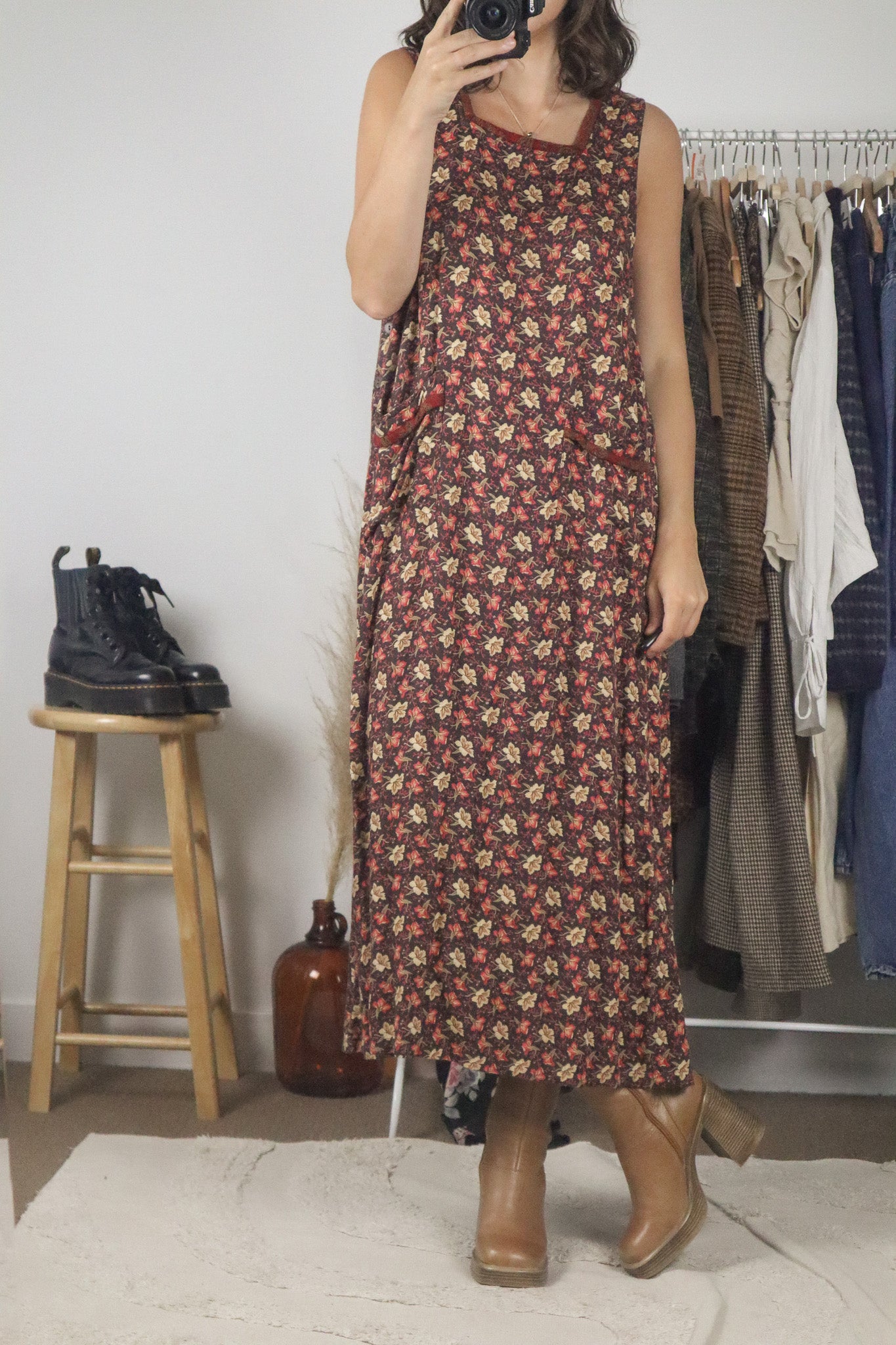 Vintage x Floral Maxi Dress (S/M)