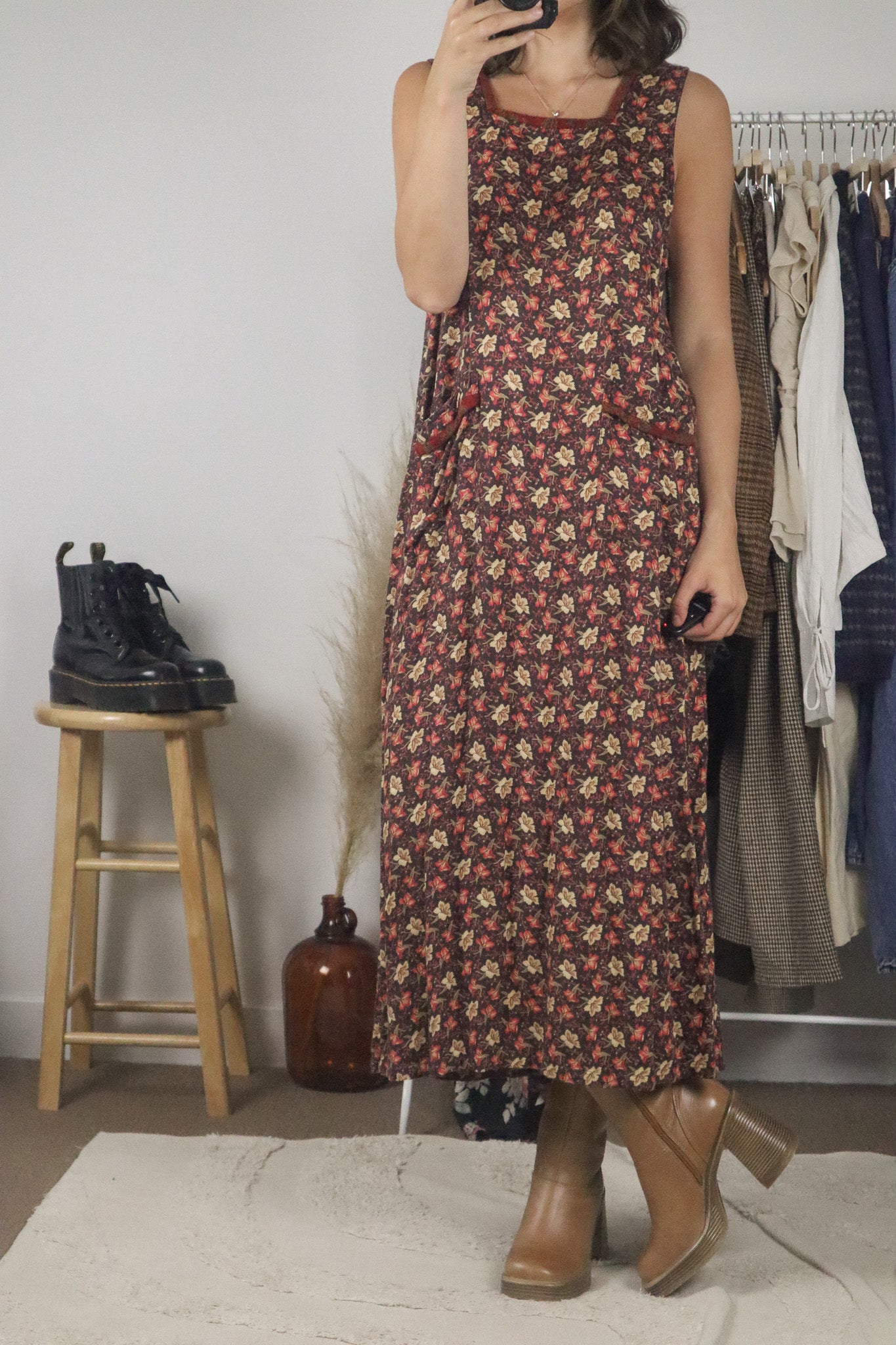 Vintage x Floral Maxi Dress (S/M)