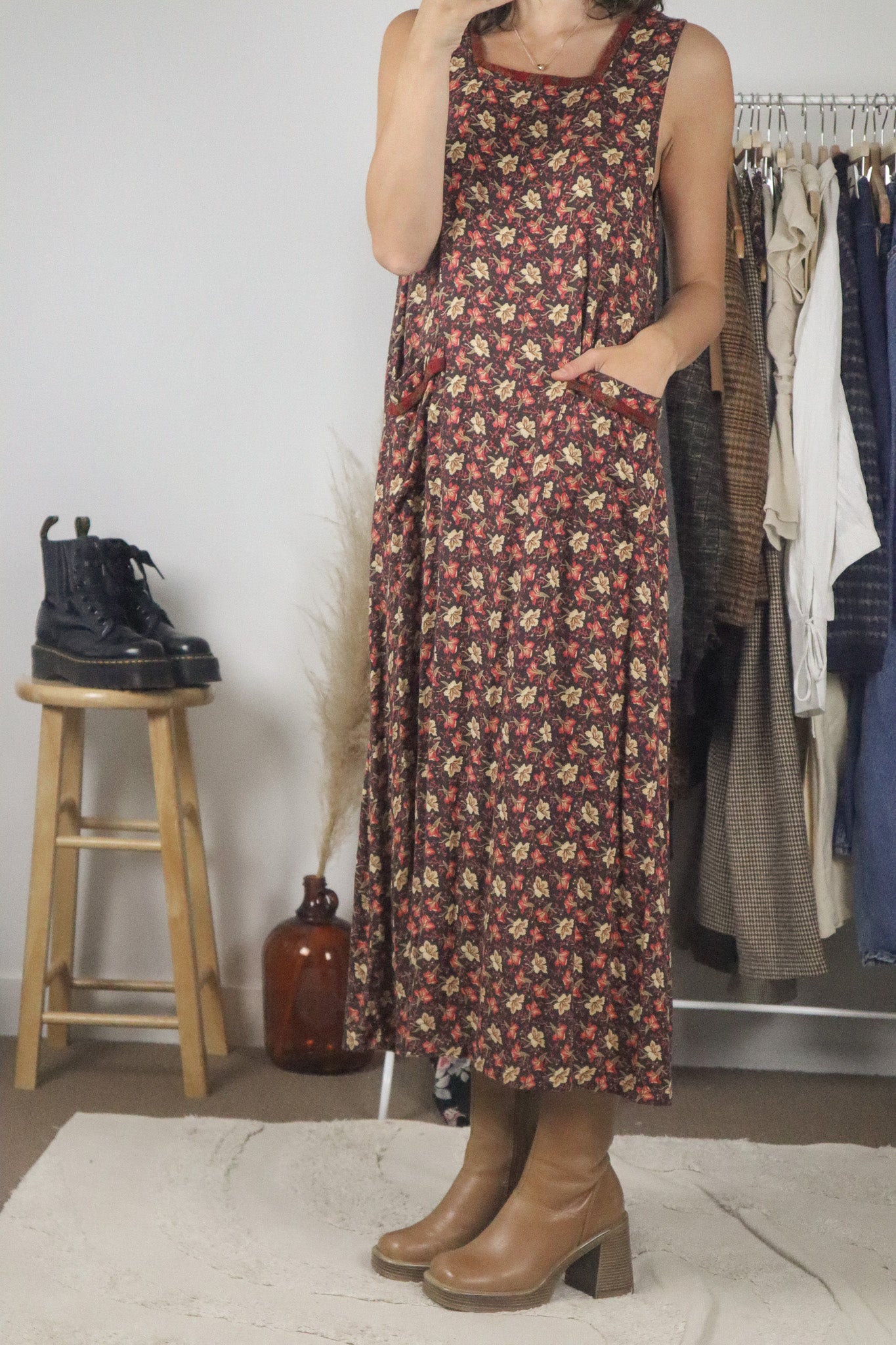 Vintage x Floral Maxi Dress (S/M)
