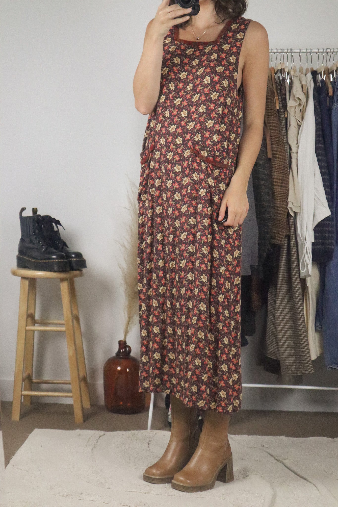 Vintage x Floral Maxi Dress (S/M)