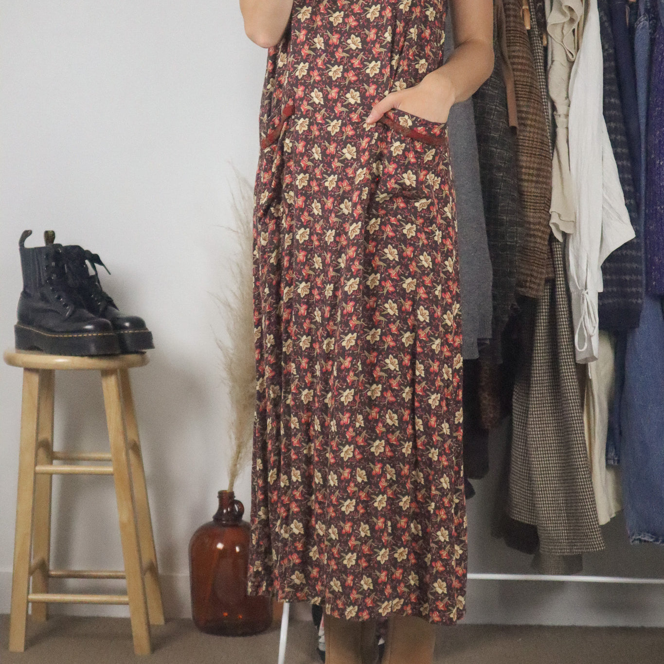 Vintage x Floral Maxi Dress (S/M)