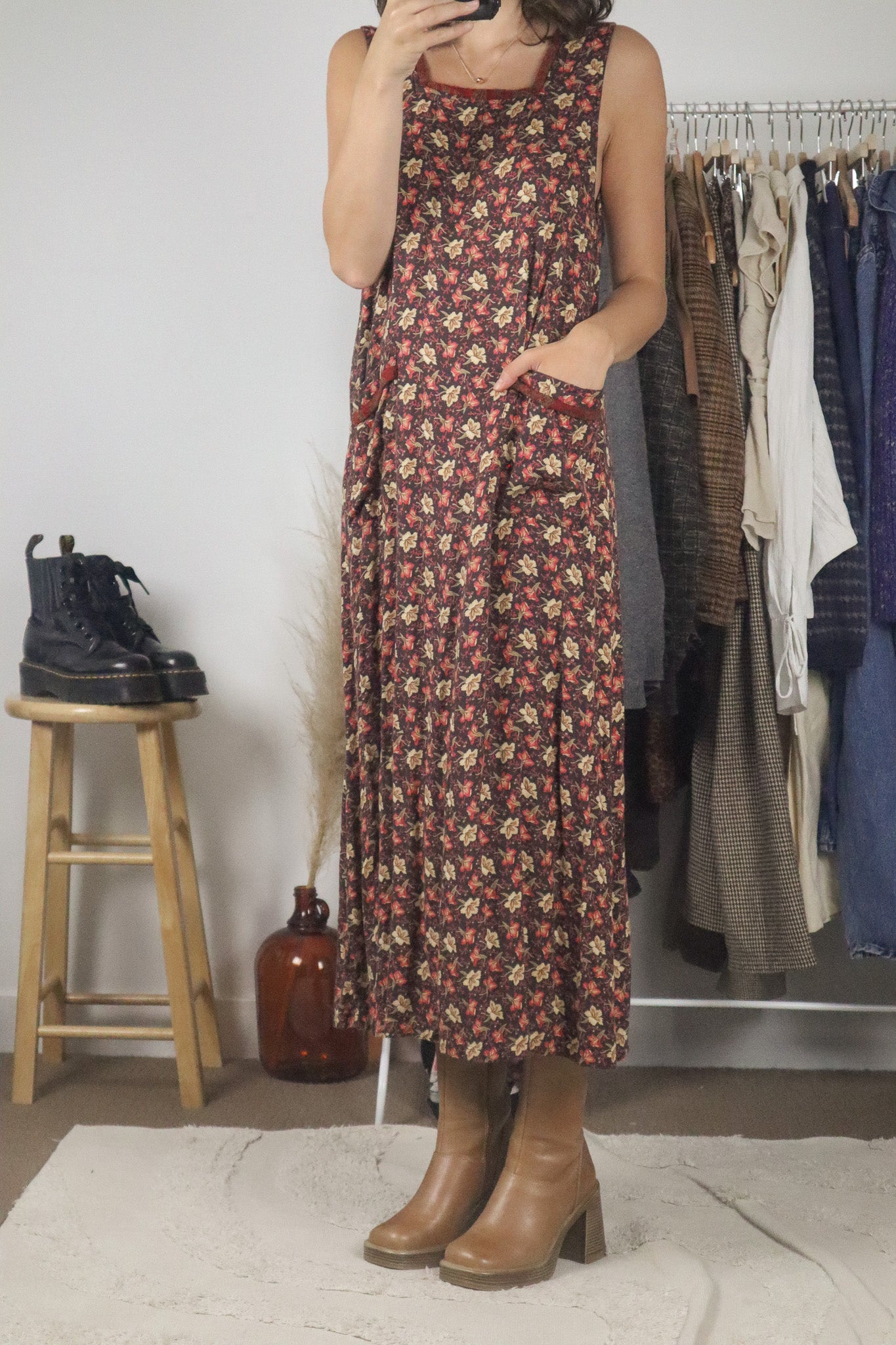 Vintage x Floral Maxi Dress (S/M)