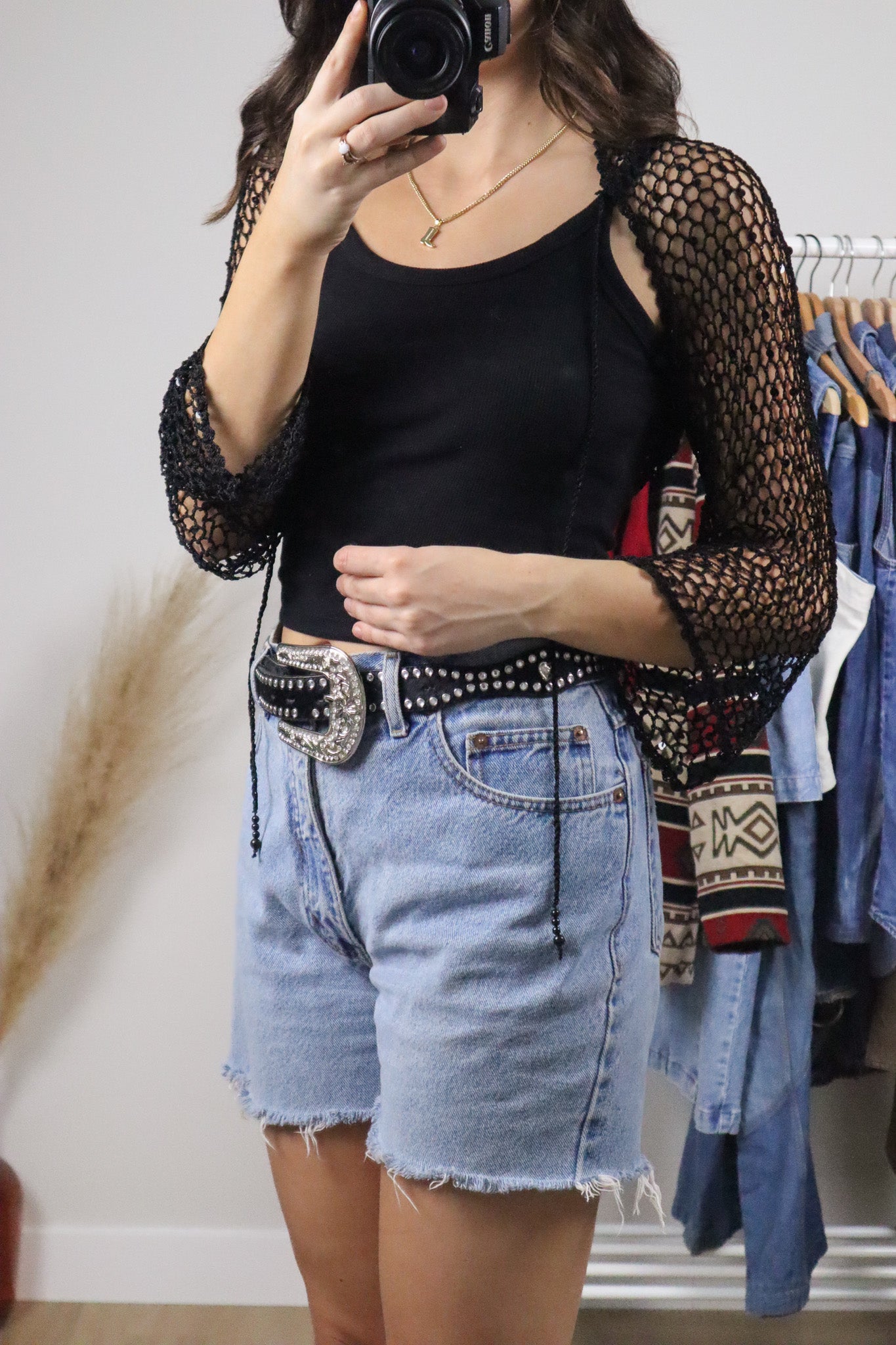 Vintage x Sequence Crochet Shrug (S-M)