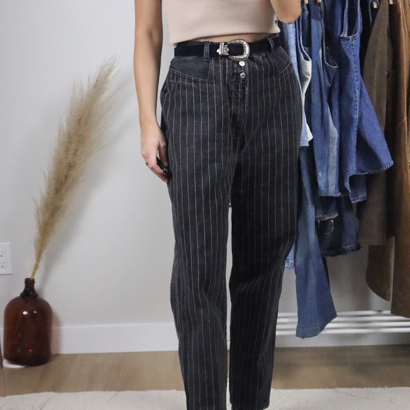 Vintage x Striped Western Jeans (32)