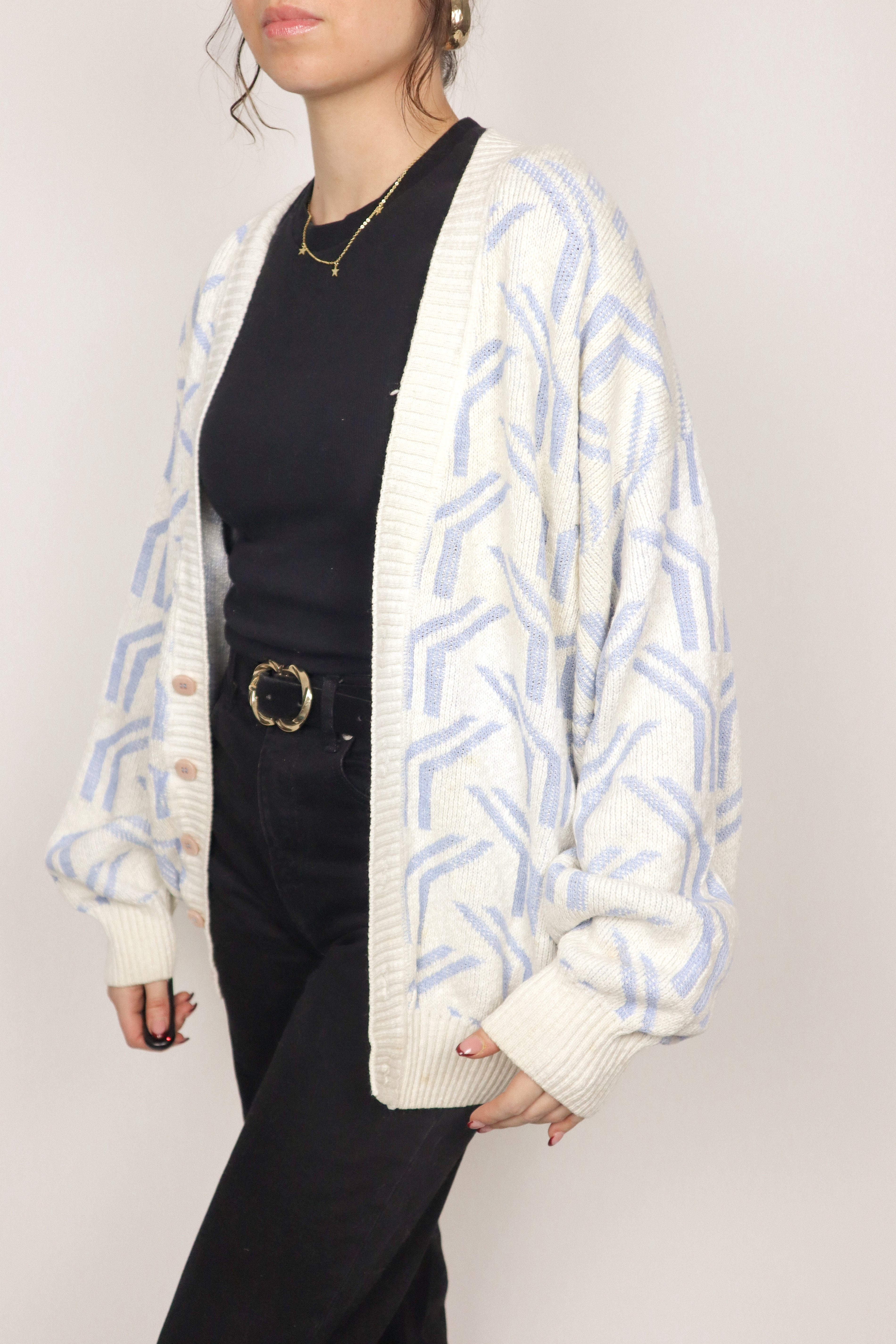 Vintage x Patterned Cardigan (L)