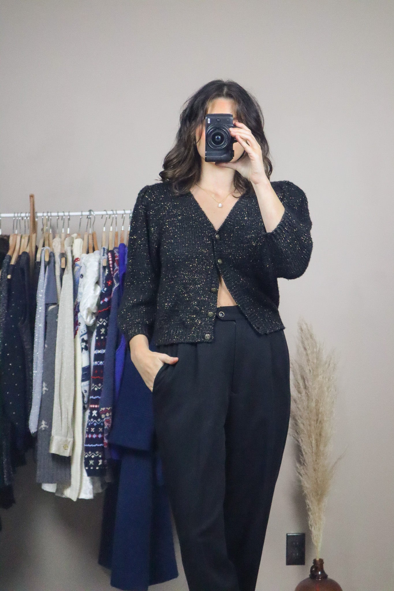 Vintage x Shimmer Cropped Cardigan (XS/S)