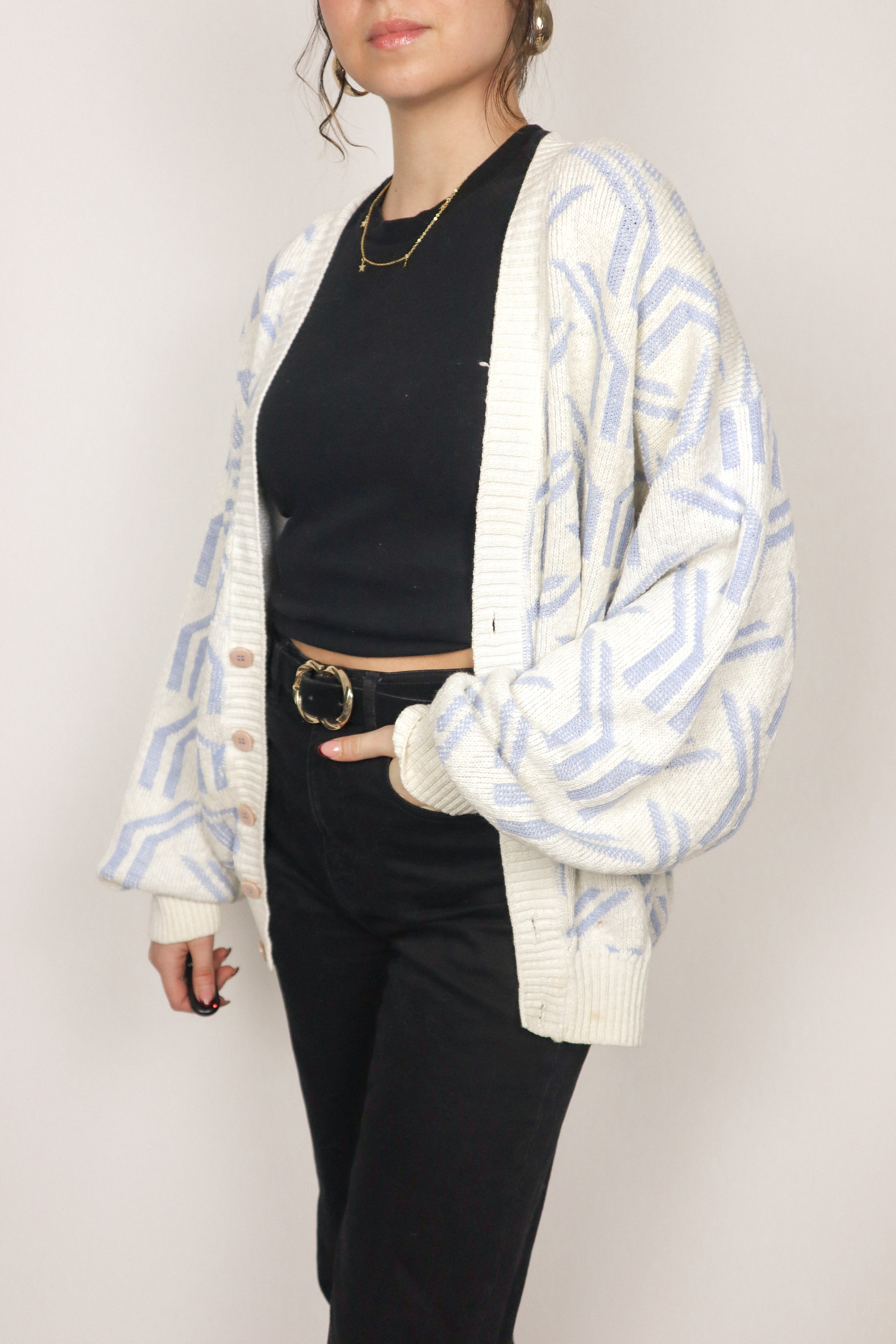 Vintage x Patterned Cardigan (L)