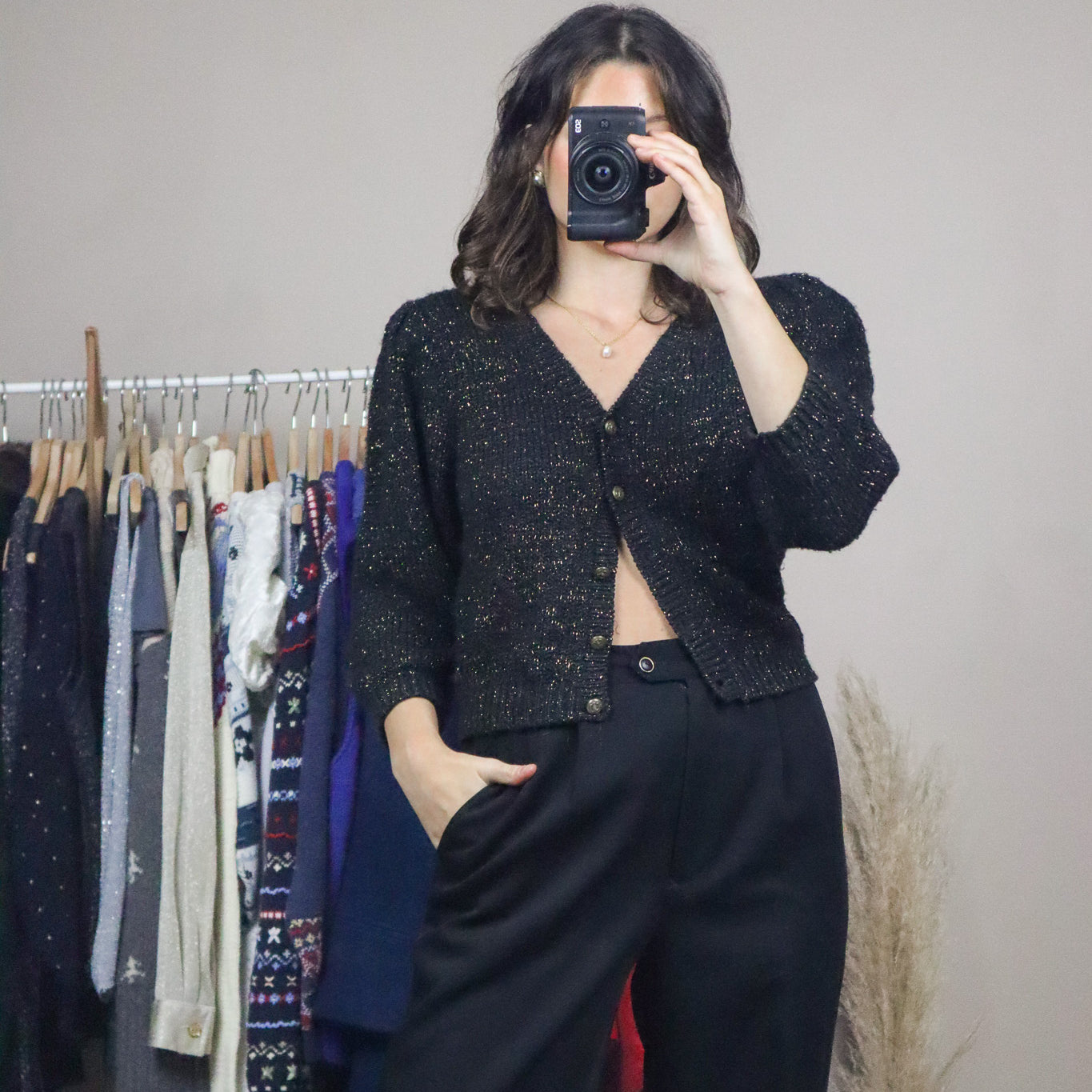 Vintage x Shimmer Cropped Cardigan (XS/S)