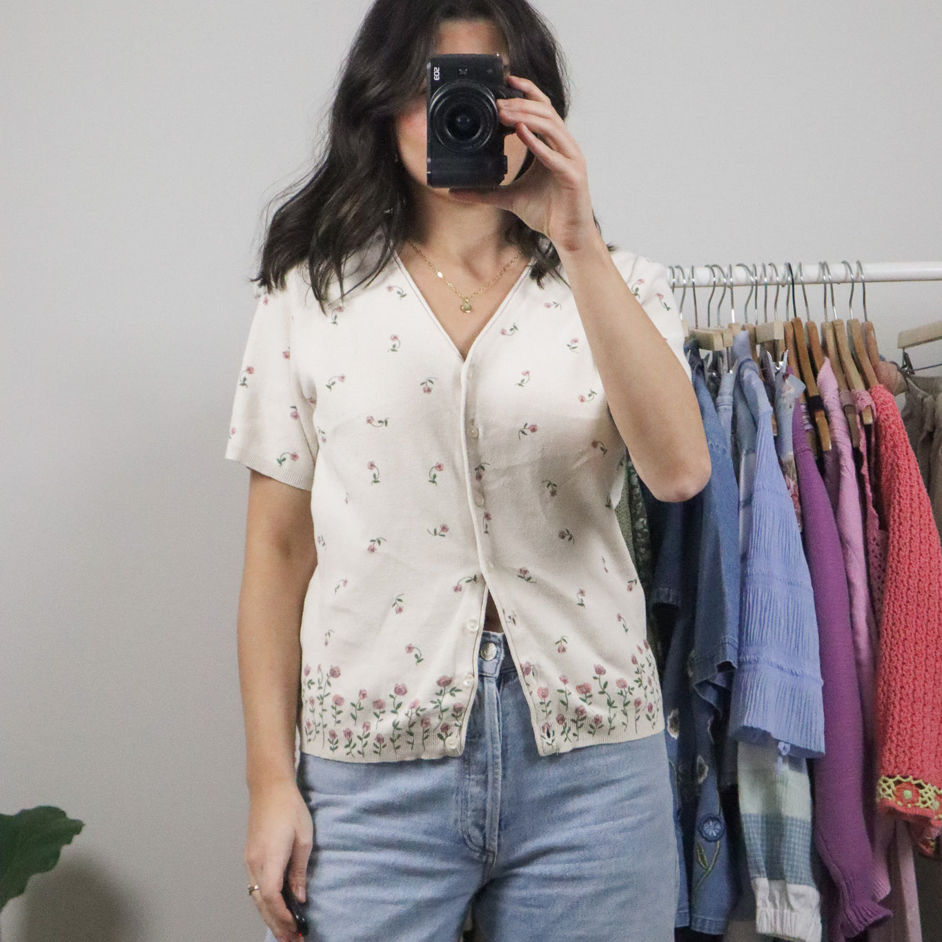 Made in Canada x Vintage x Cotton Flower Short-Sleeve Knit (S/M)