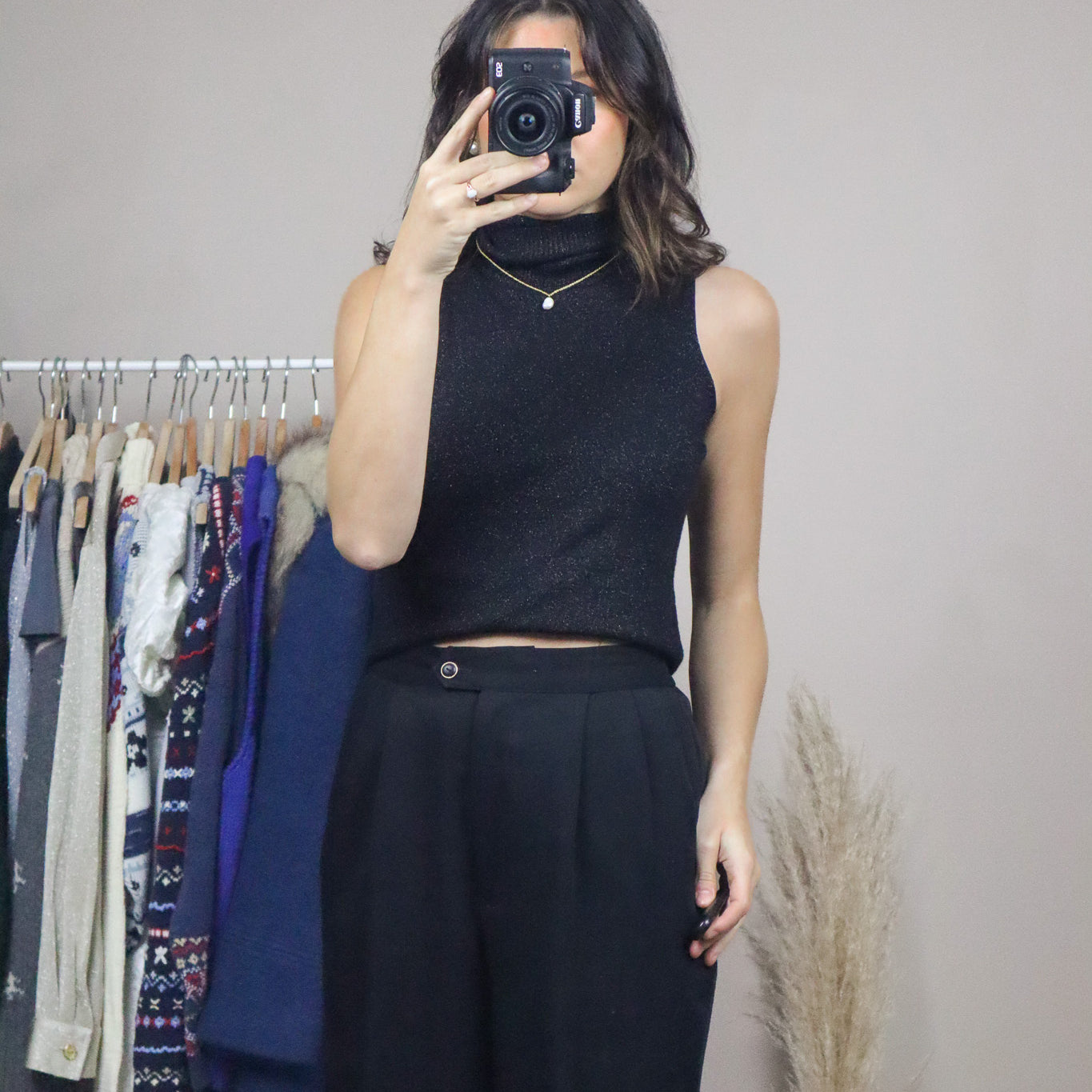 Vintage x Shimmer Turtleneck Tank (S)