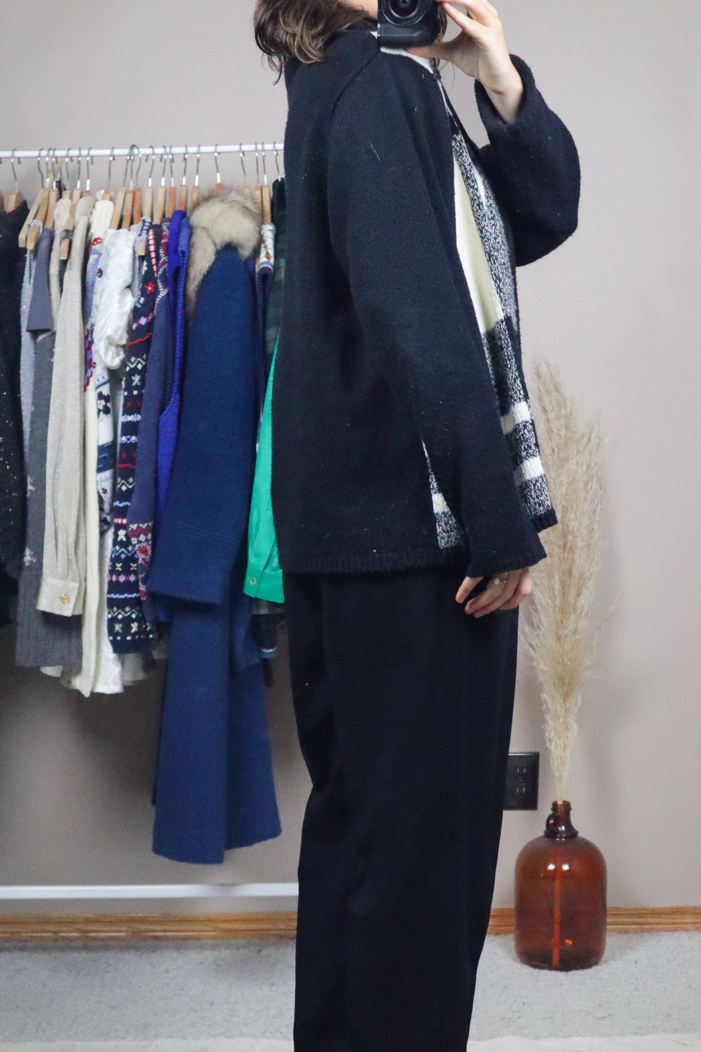 Vintage x Plaid Zip-Up Cardigan (L)