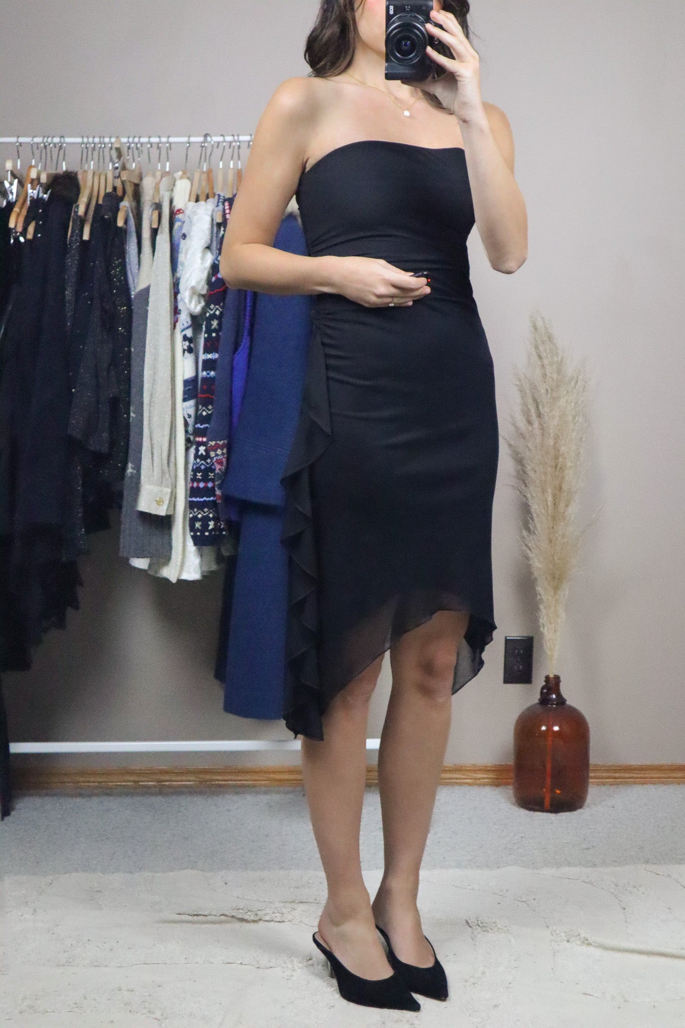 Vintage x Mesh Strapless Dress (XS)