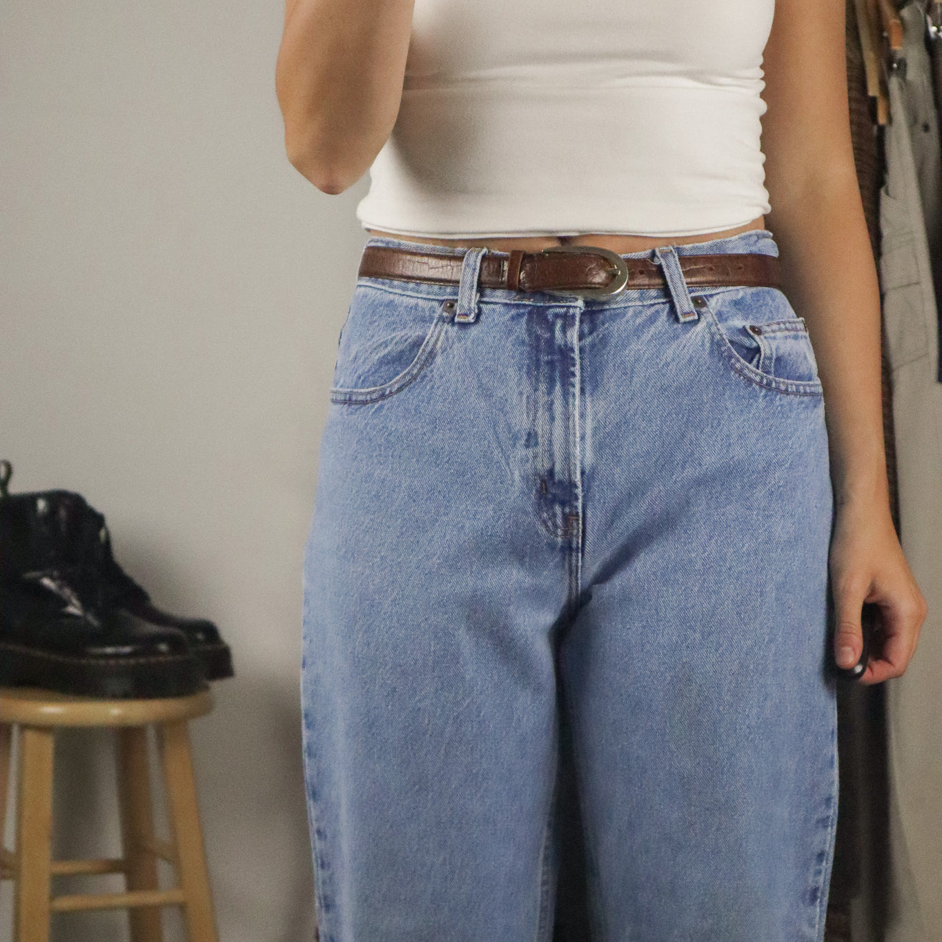 Vintage x Brown Leather Belt (XS)