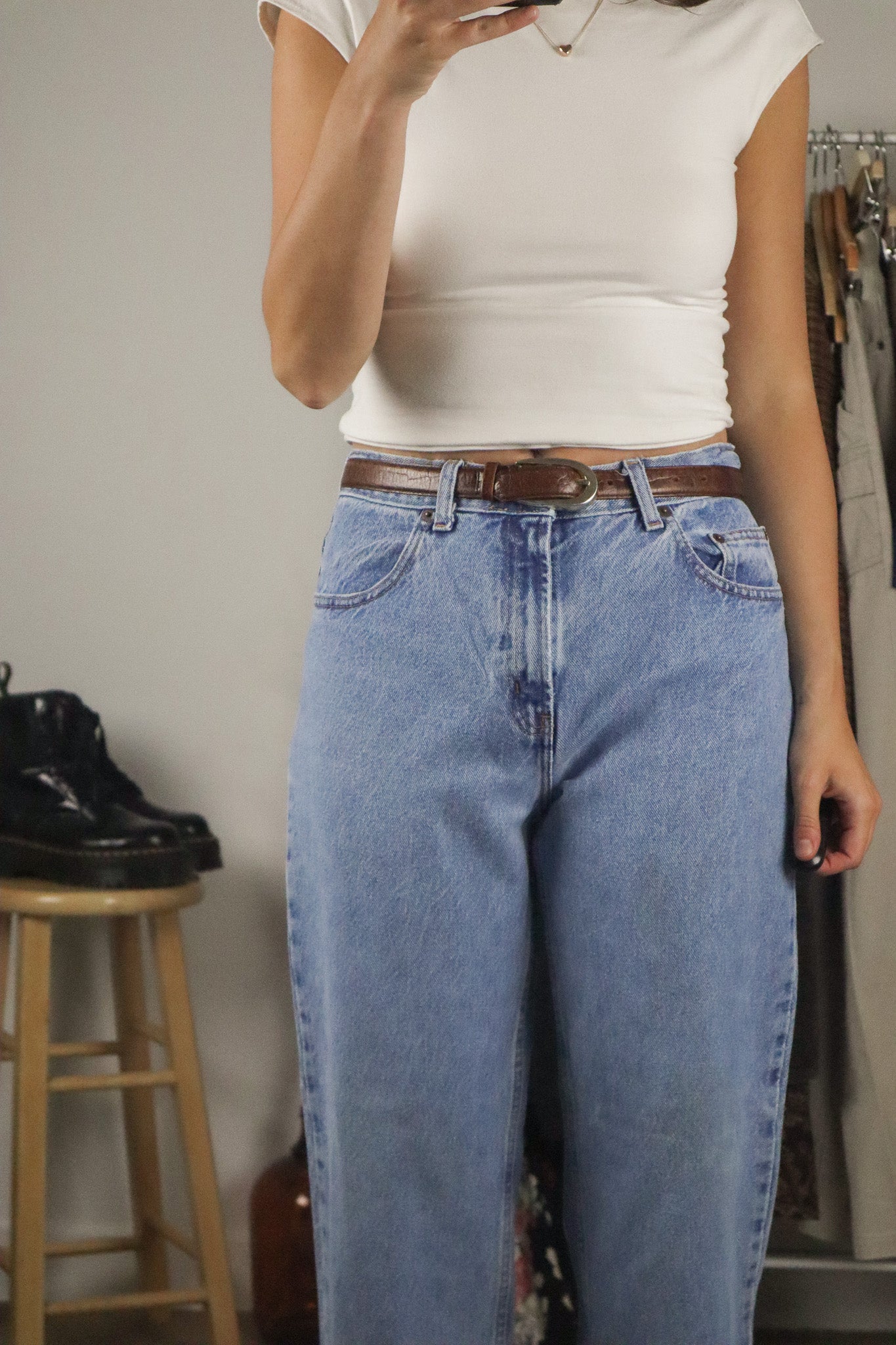 Vintage x Brown Leather Belt (XS)