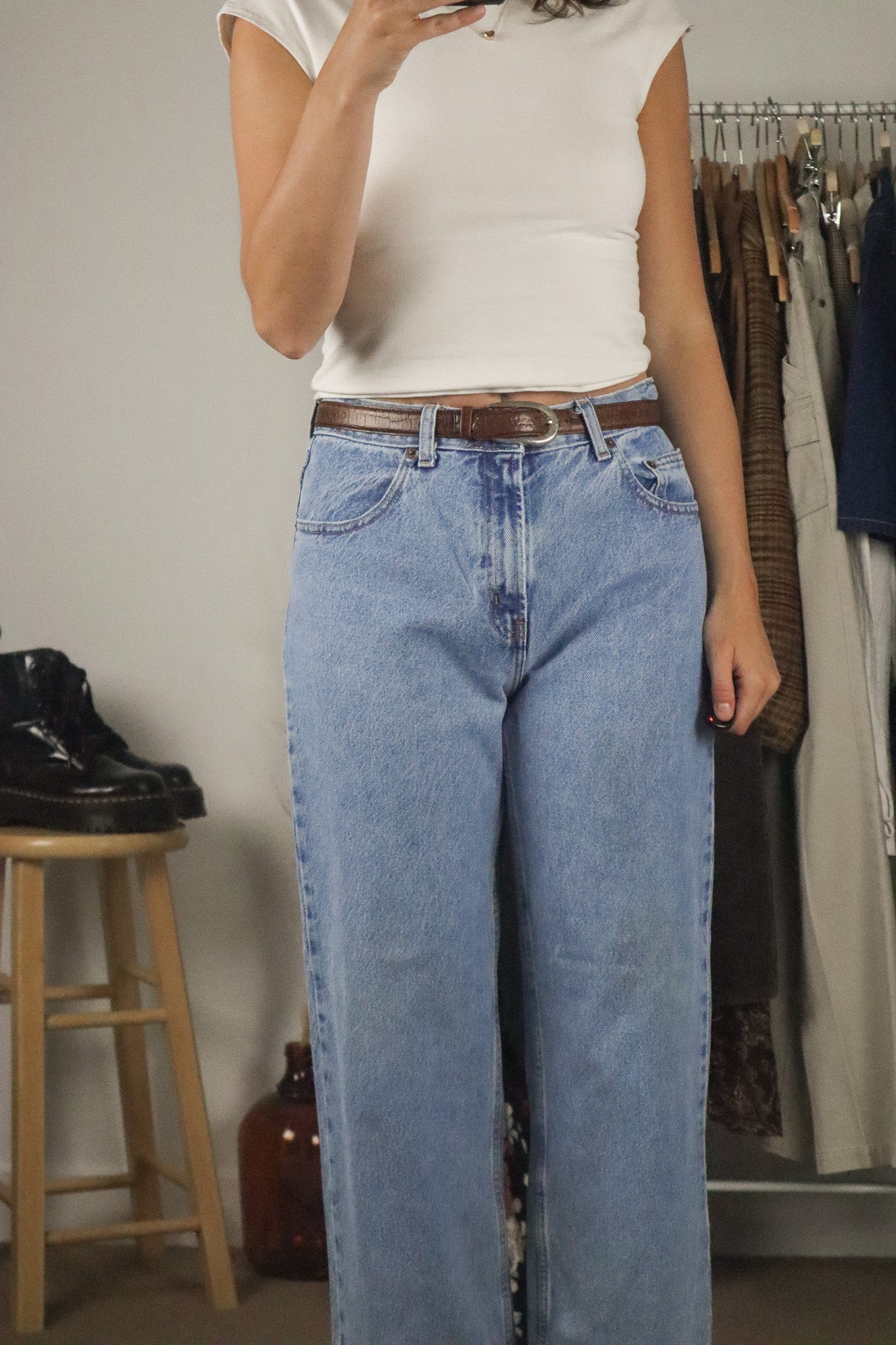 Vintage x Brown Leather Belt (XS)