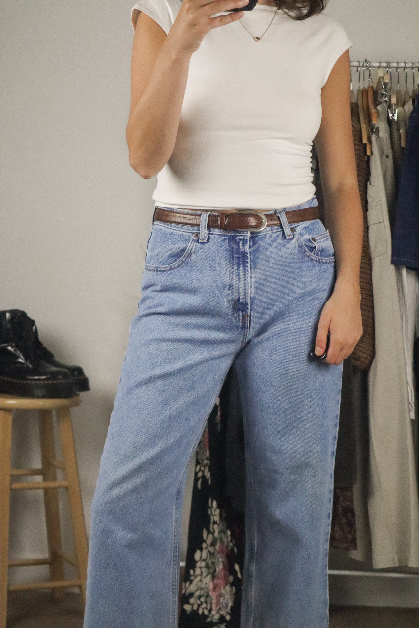 Vintage x Brown Leather Belt (XS)