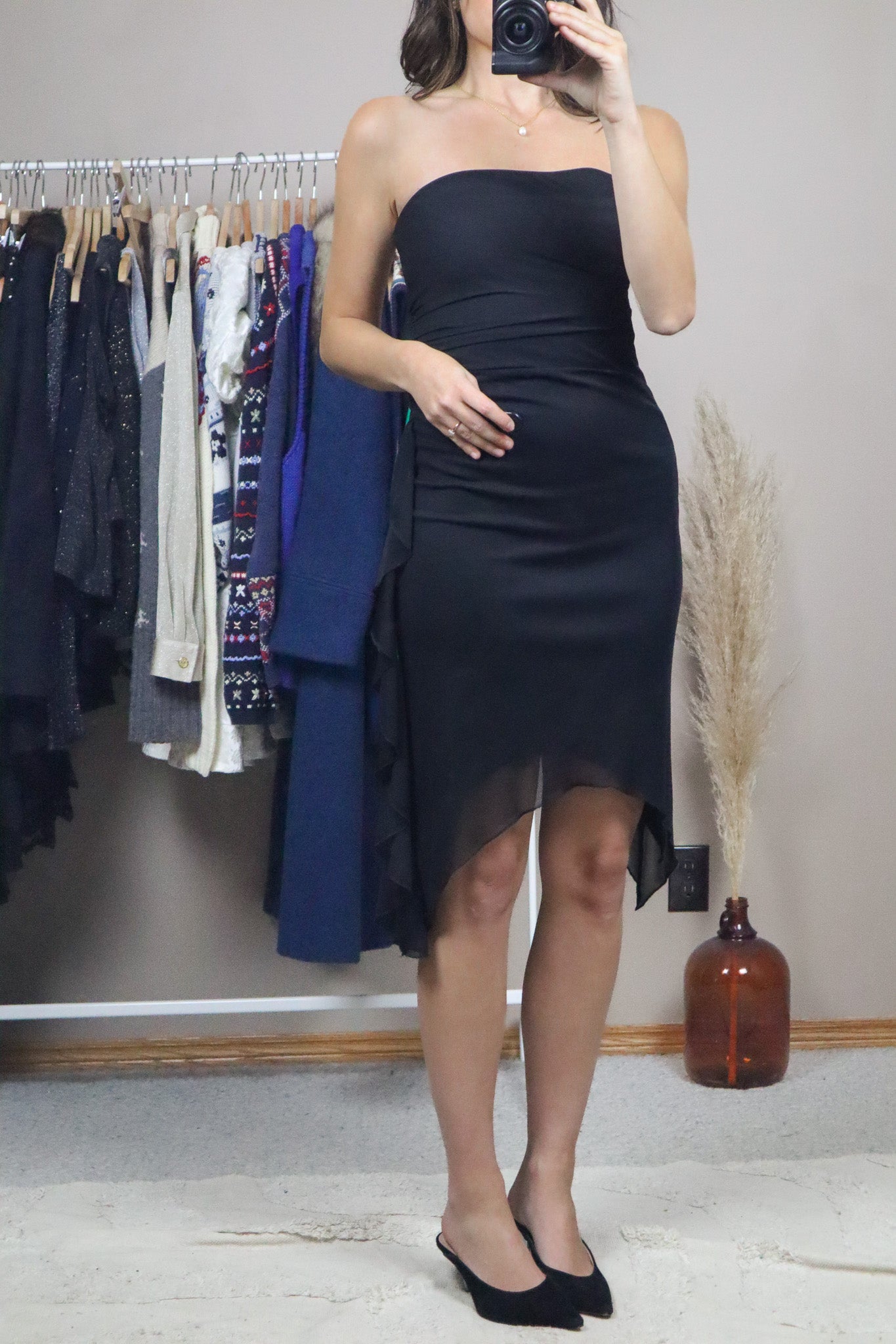 Vintage x Mesh Strapless Dress (XS)