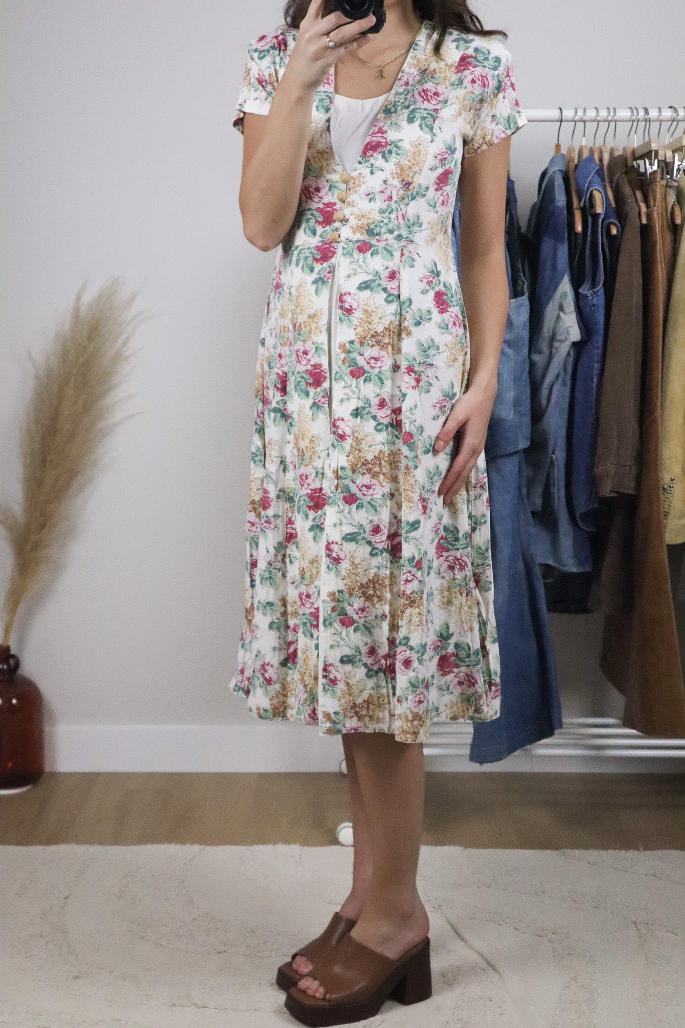 Vintage x Floral Midi Dress (S)