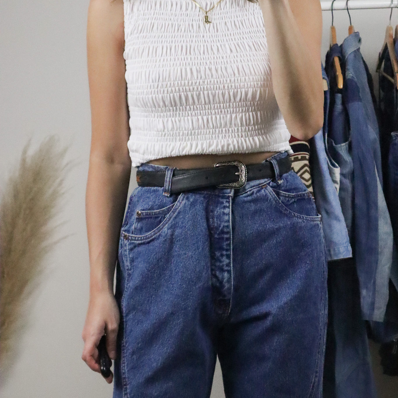 Vintage x Leather Brown & Black Belt (XS/S)