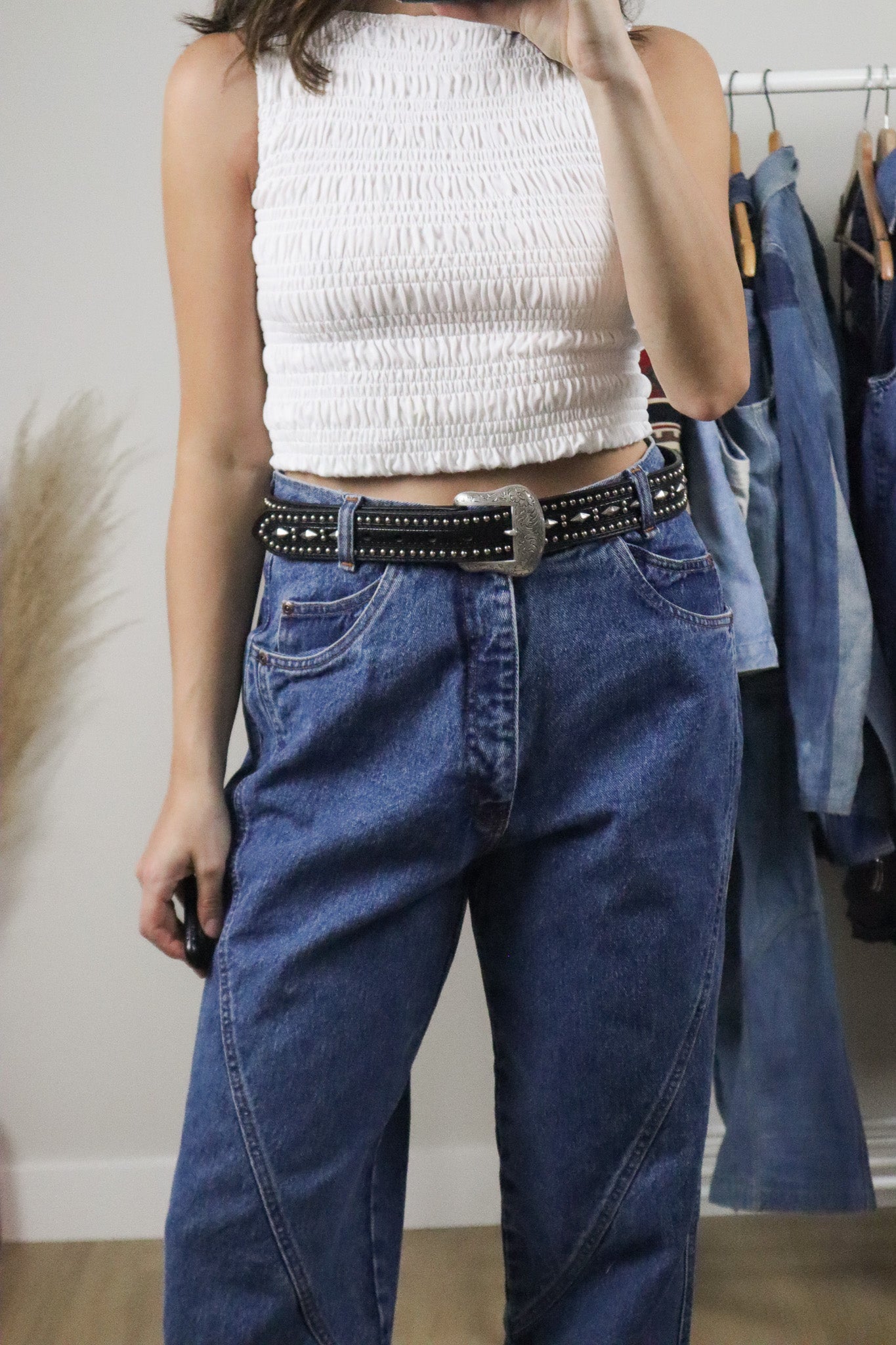 Vintage x Studded Leather Belt (L)