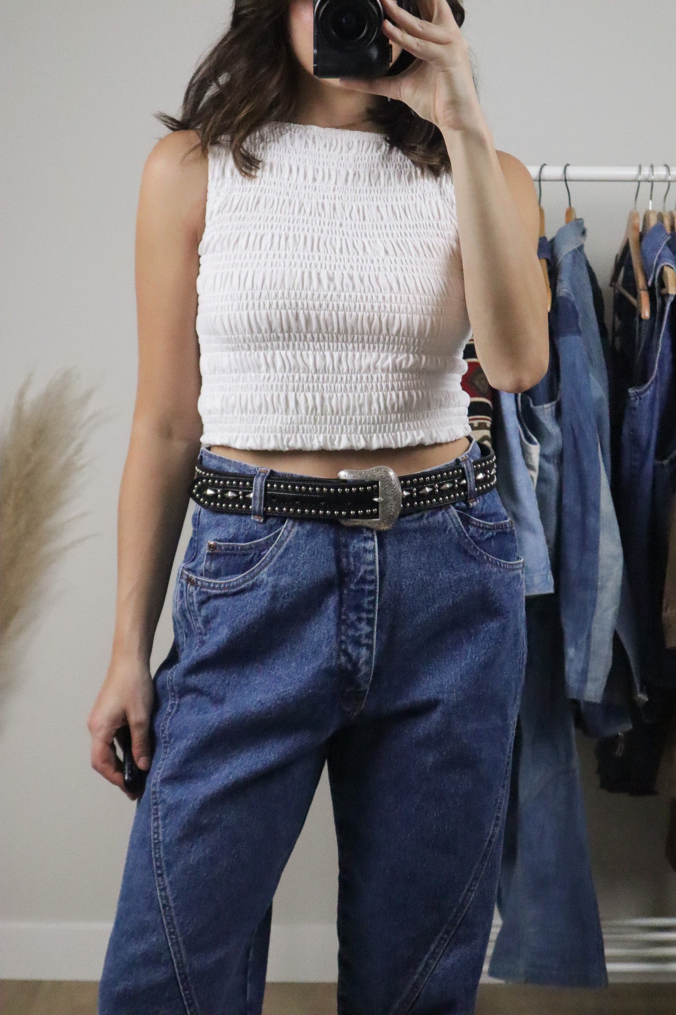 Vintage x Studded Leather Belt (L)