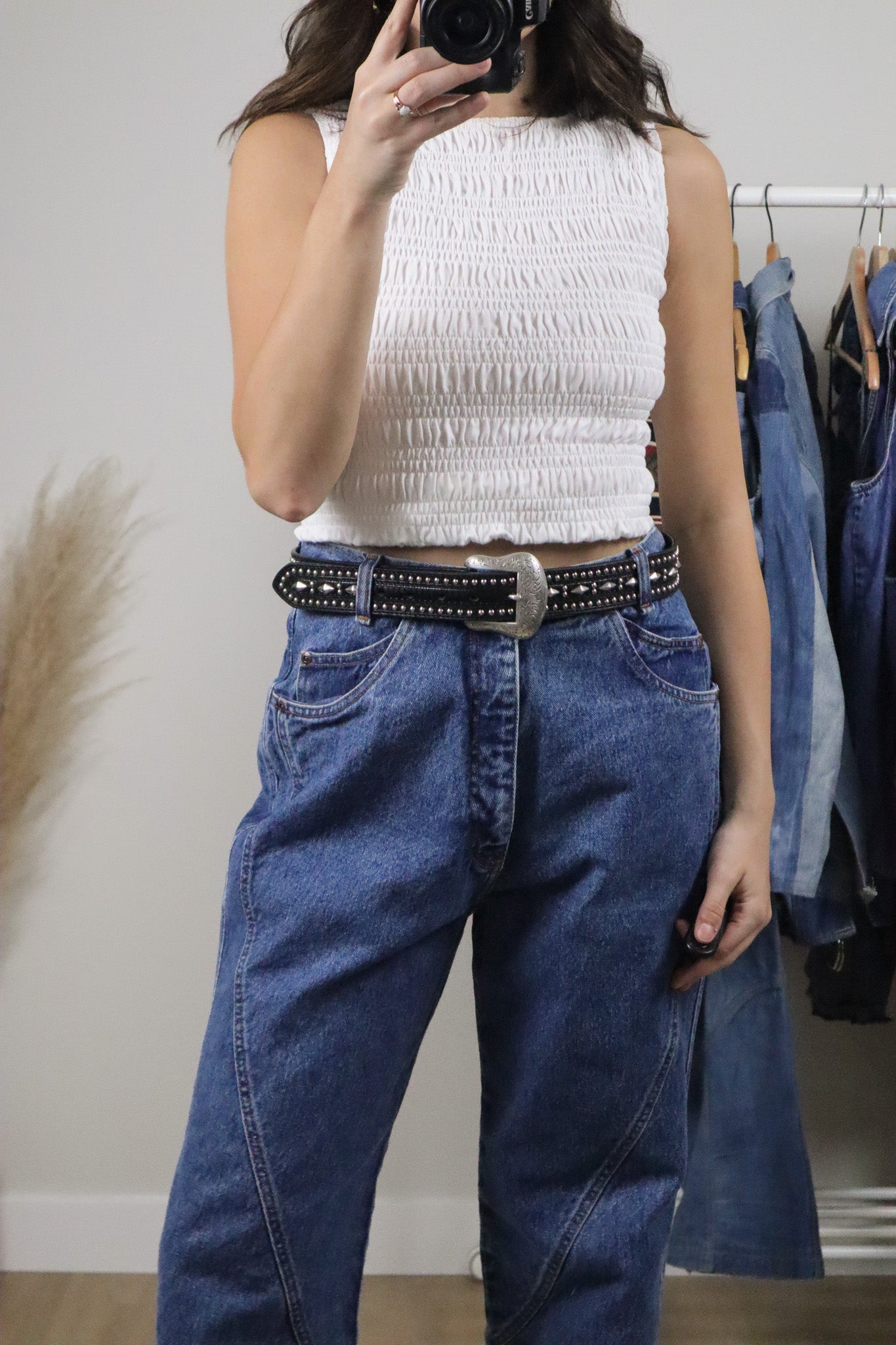 Vintage x Studded Leather Belt (L)