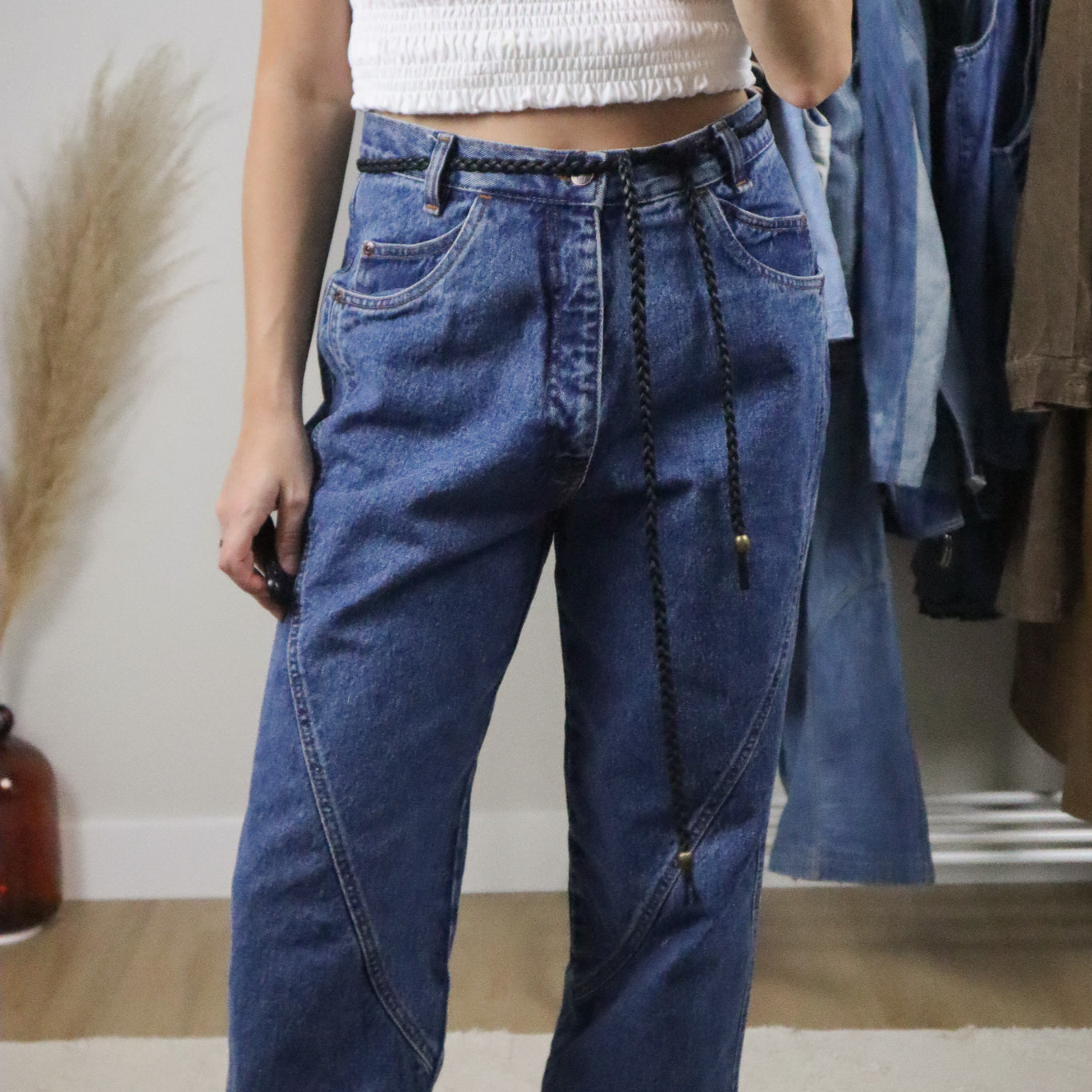 Vintage x Faux Leather Rope Belt (XS-M)