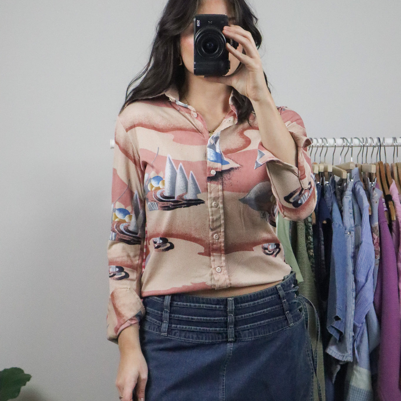 Vintage x 1970s x Graphic Blouse (S)