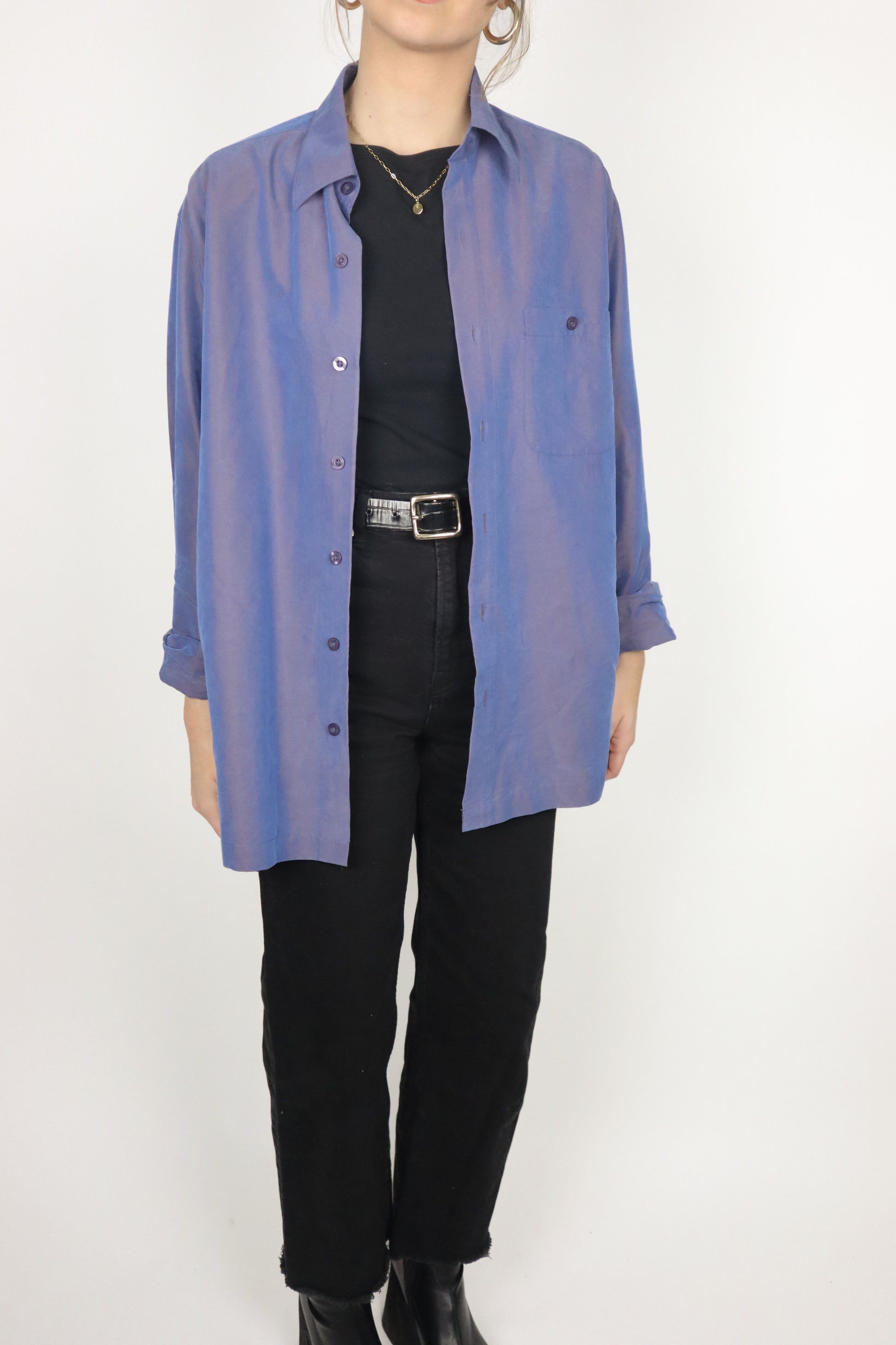 Vintage x Iridescent Button Up (S/M)