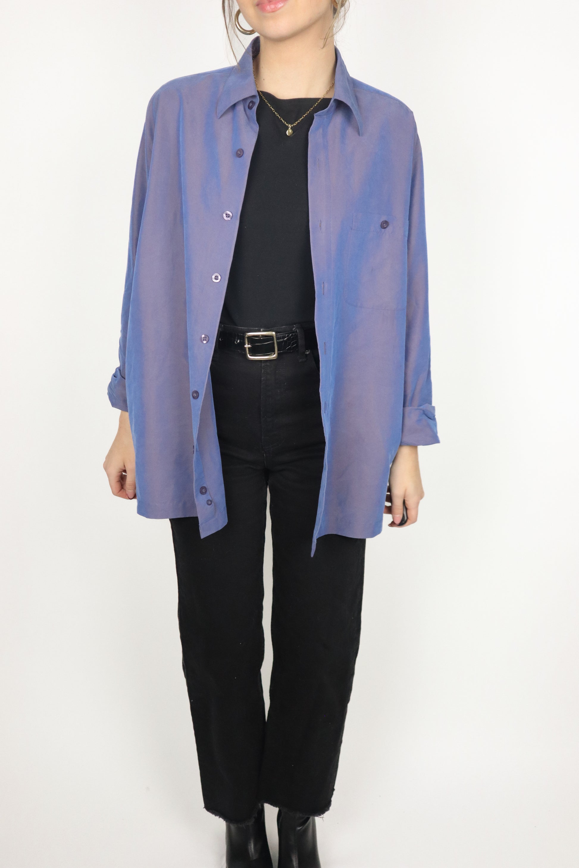 Vintage x Iridescent Button Up (S/M)