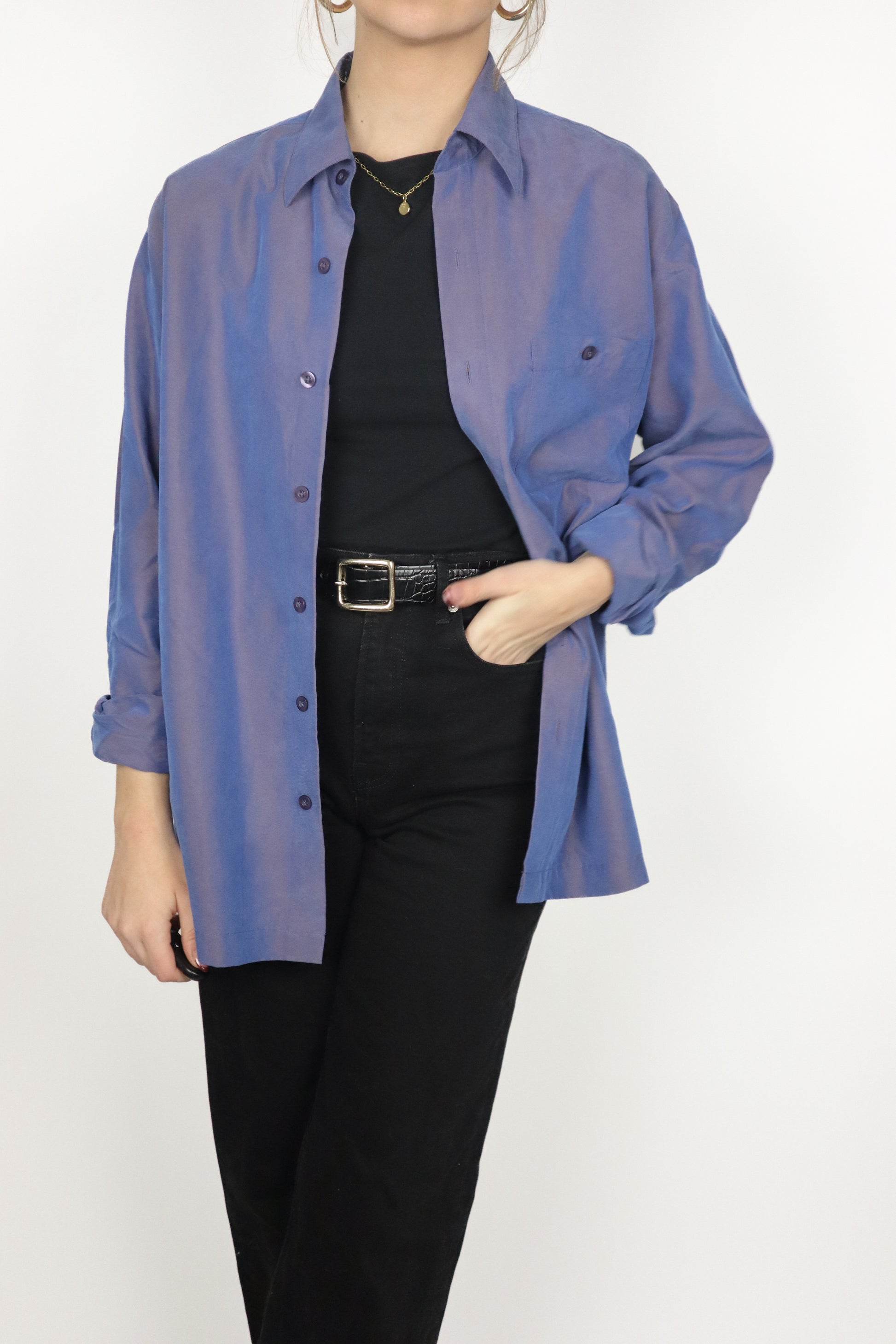 Vintage x Iridescent Button Up (S/M)