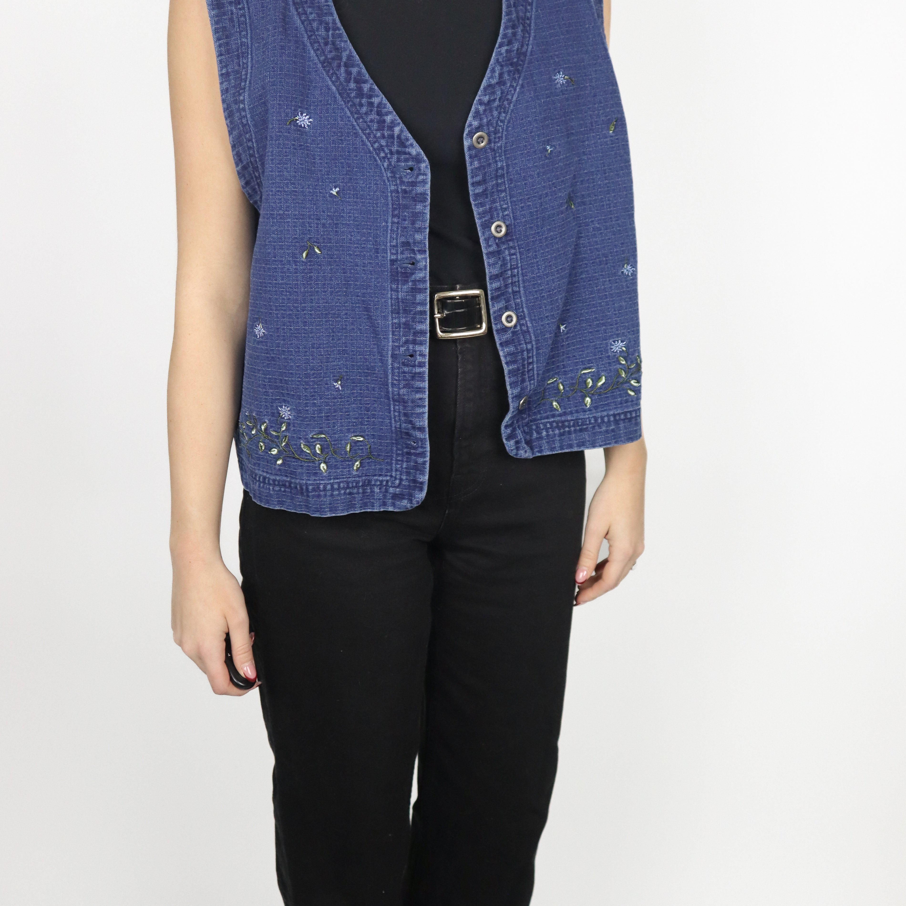 Vintage x Denim Embroidered Vest (L)