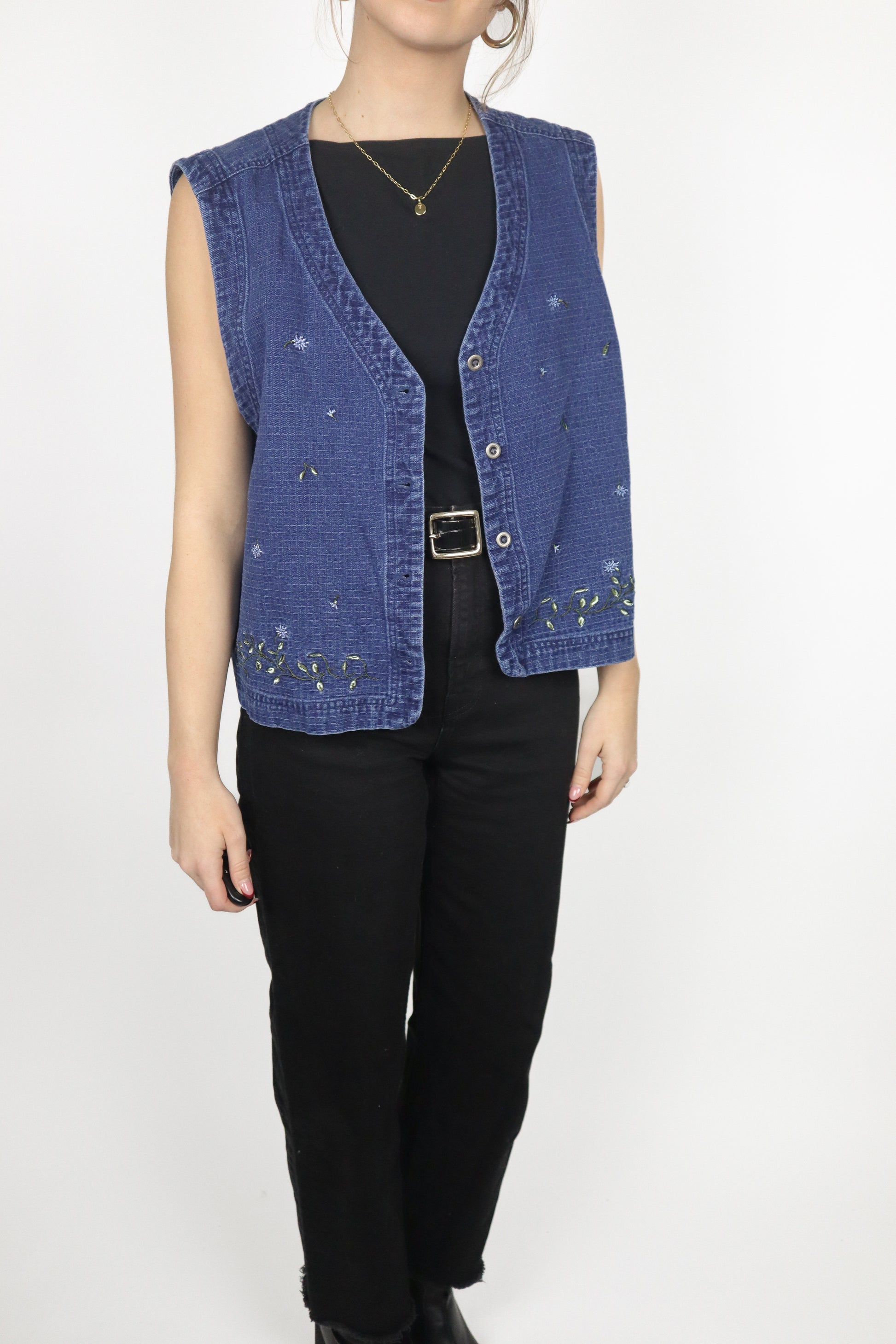 Vintage x Denim Embroidered Vest (L)