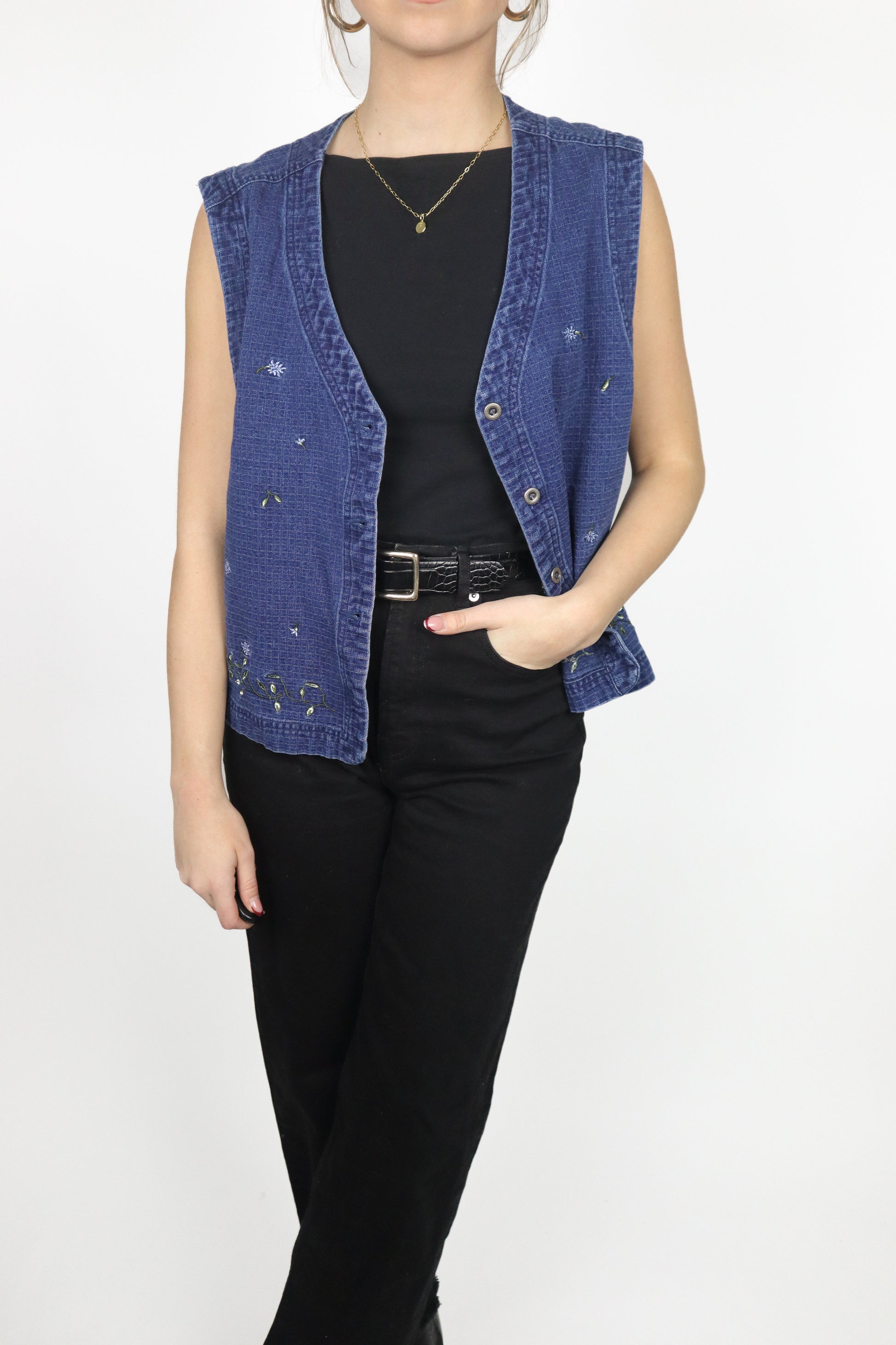 Vintage x Denim Embroidered Vest (L)