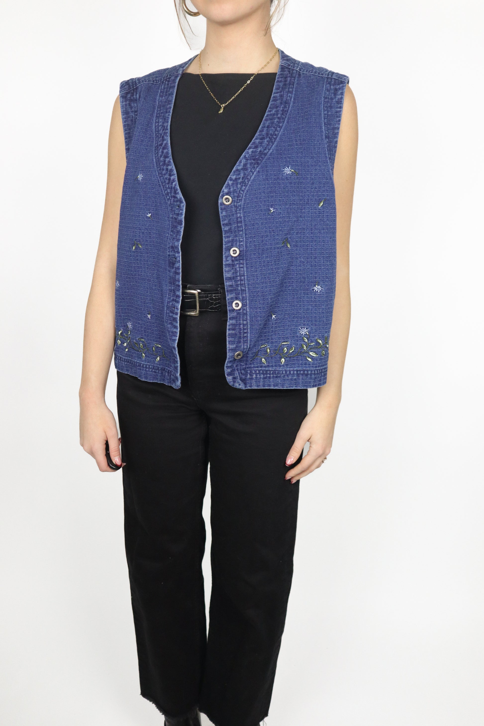 Vintage x Denim Embroidered Vest (L)