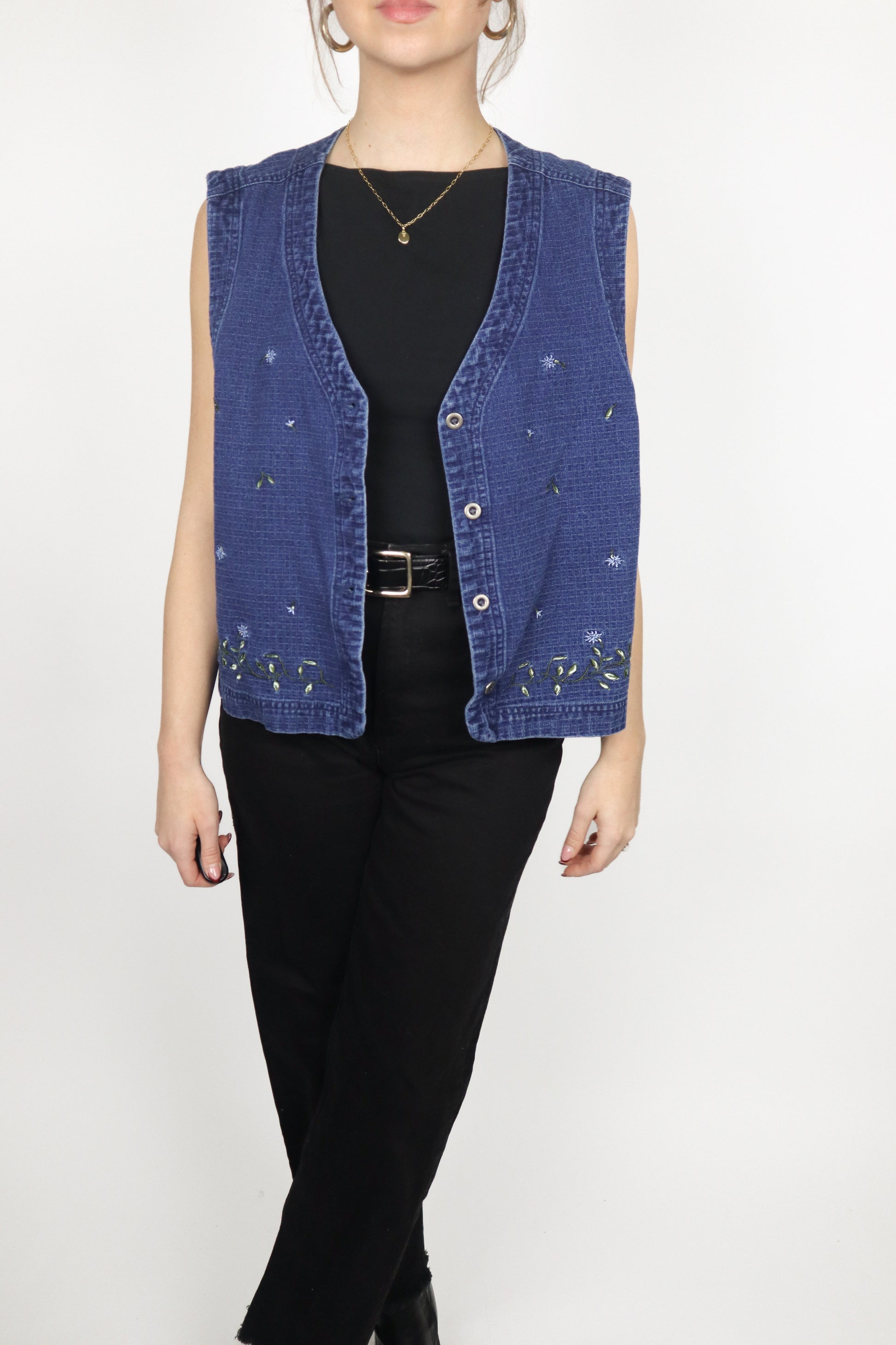 Vintage x Denim Embroidered Vest (L)