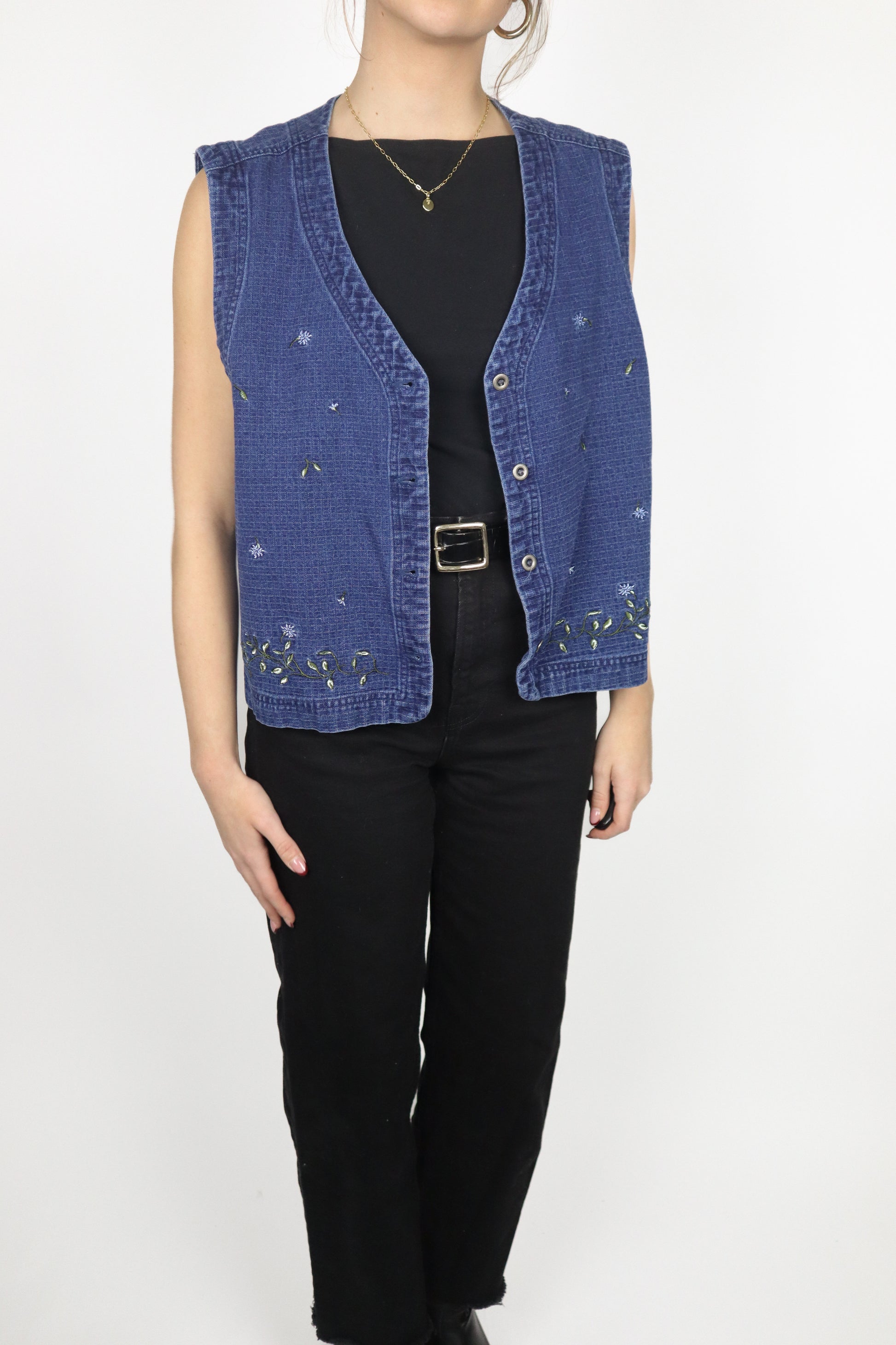 Vintage x Denim Embroidered Vest (L)