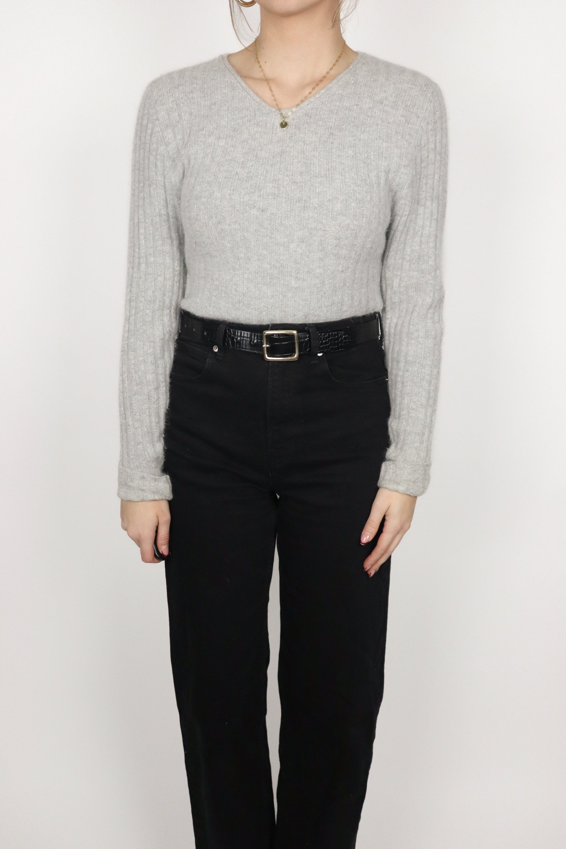 Vintage x Soft Wool Blend Knit V-Neck (S)