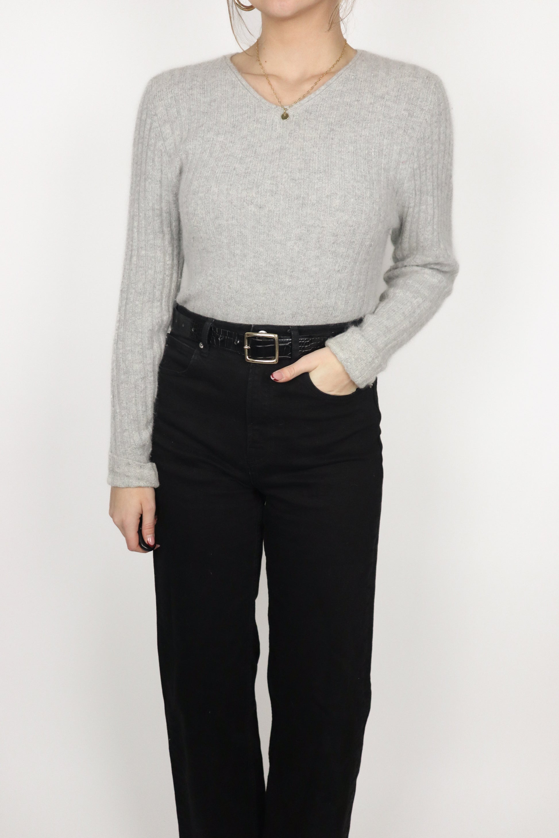 Vintage x Soft Wool Blend Knit V-Neck (S)