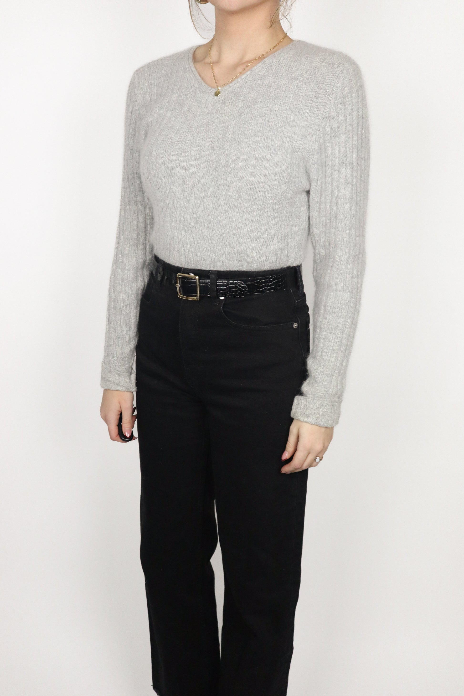 Vintage x Soft Wool Blend Knit V-Neck (S)