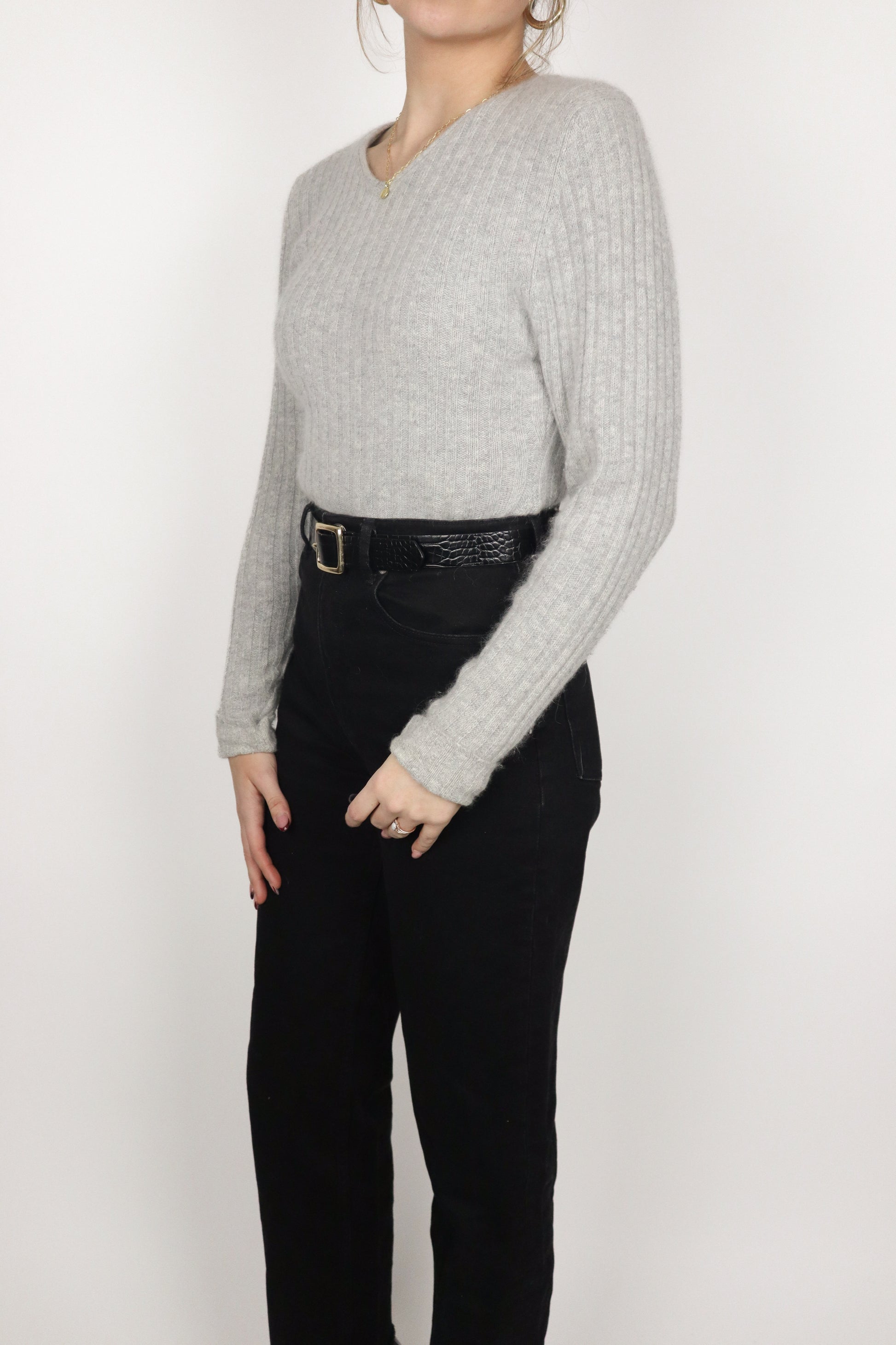 Vintage x Soft Wool Blend Knit V-Neck (S)